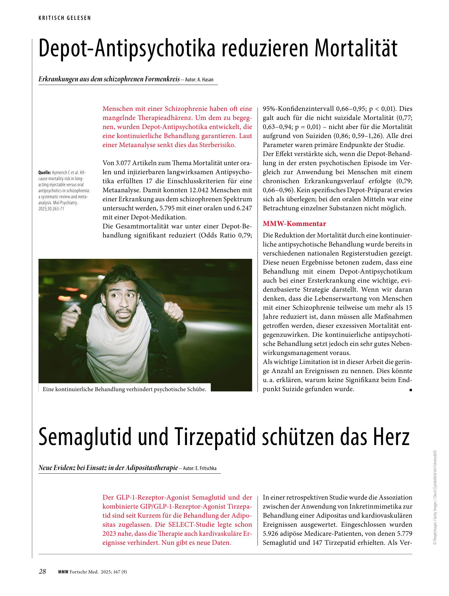 Vorschauseite 1: Depot-Antipsychotika reduzieren Mortalität