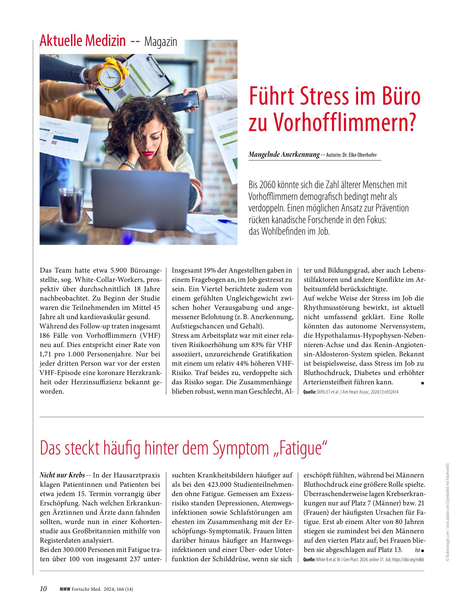 Vorschauseite 1: Führt Stress im Büro zu Vorhofflimmern?
