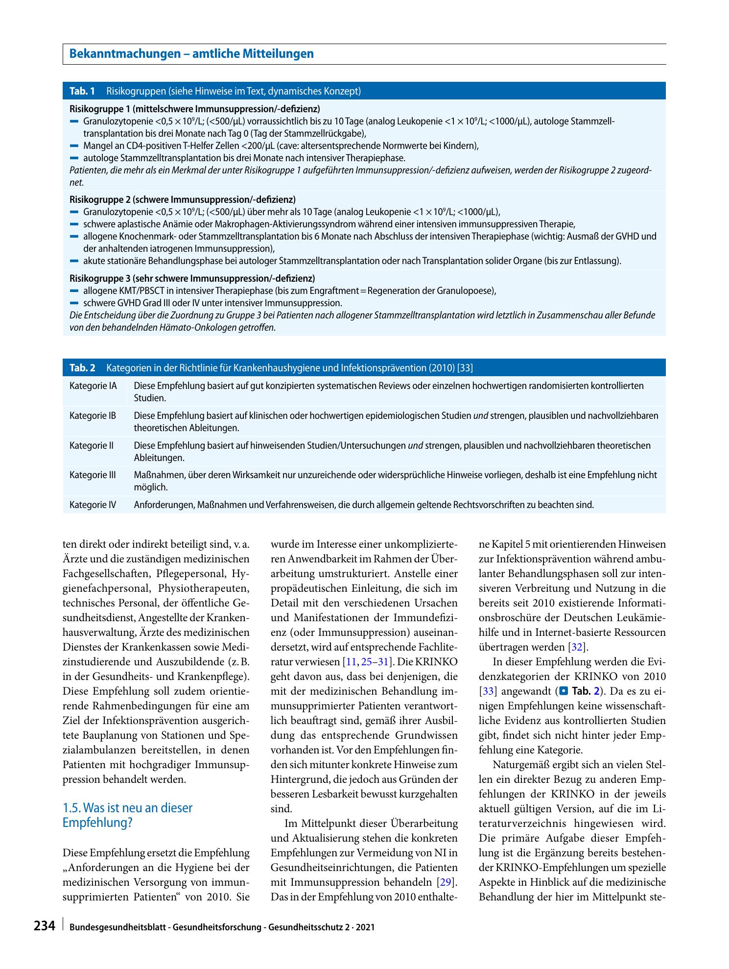 Vorschauseite 3: Anforderungen an die Infektionsprävention bei der medizinischen Versorgung von immunsupprimierten Patienten