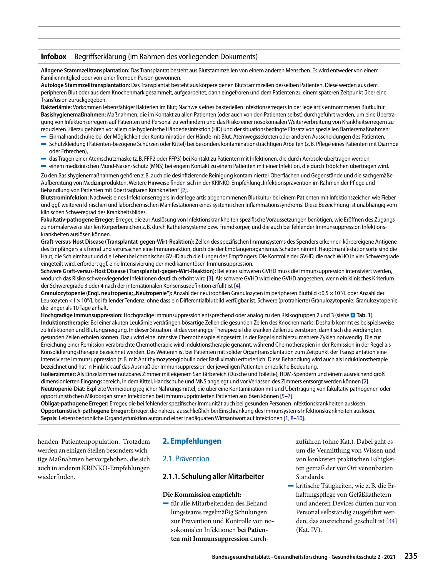 Vorschauseite 4: Anforderungen an die Infektionsprävention bei der medizinischen Versorgung von immunsupprimierten Patienten