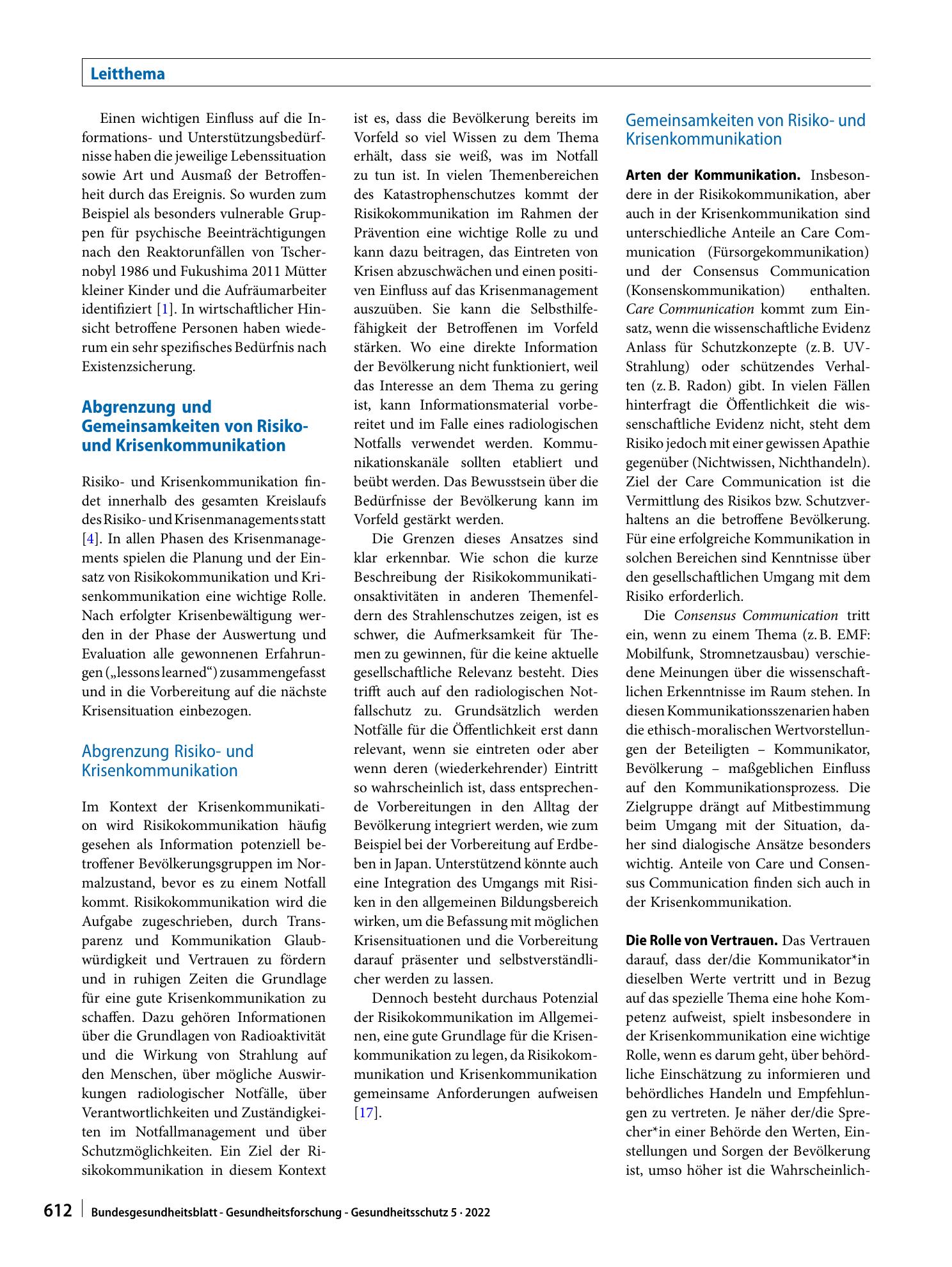 Vorschauseite 5: Besonderheiten der Risiko- und Krisenkommunikation im Strahlenschutz und radiologischen Notfallschutz