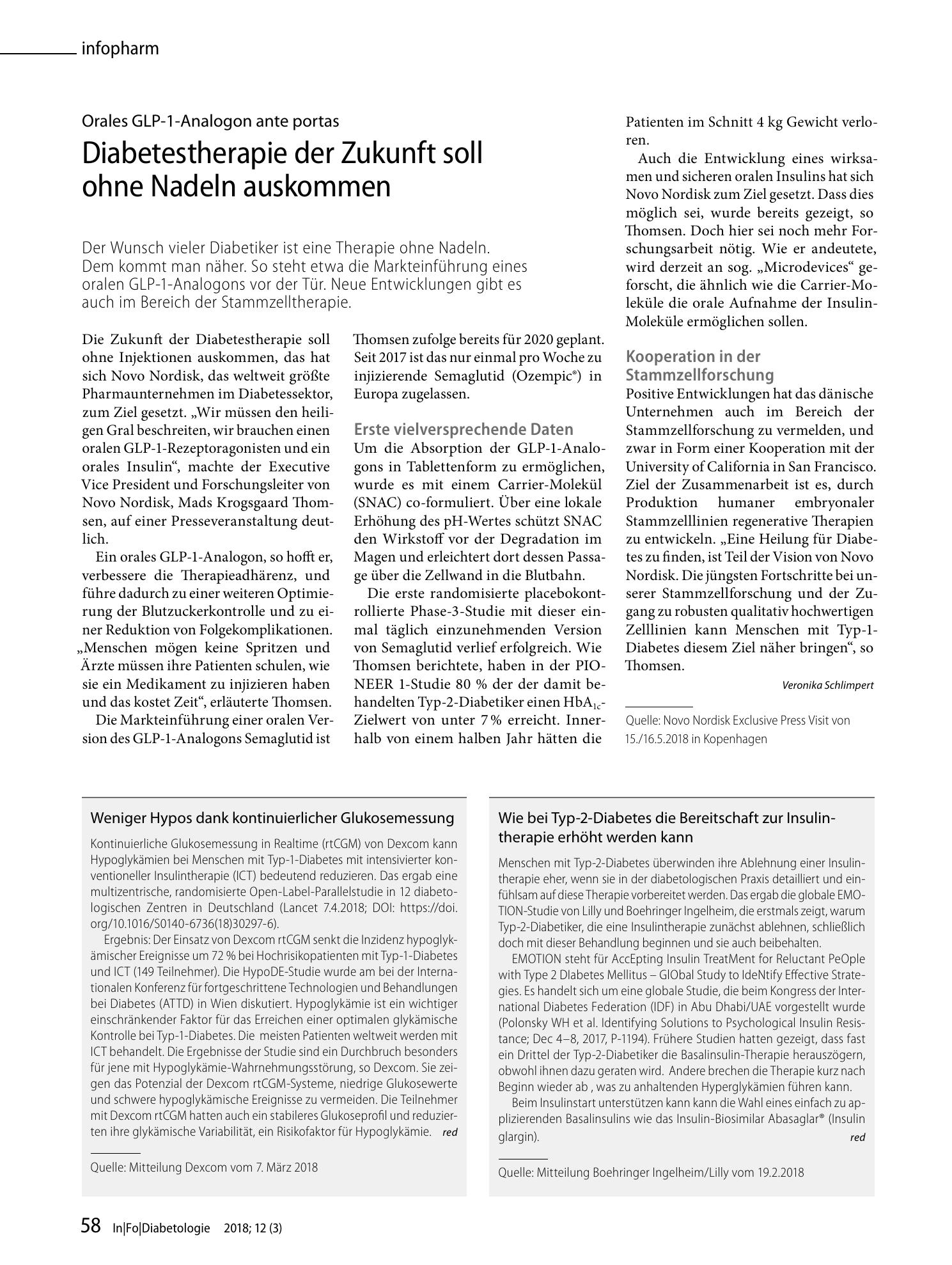 Vorschauseite 1: Diabetestherapie der Zukunft soll ohne Nadeln auskommen