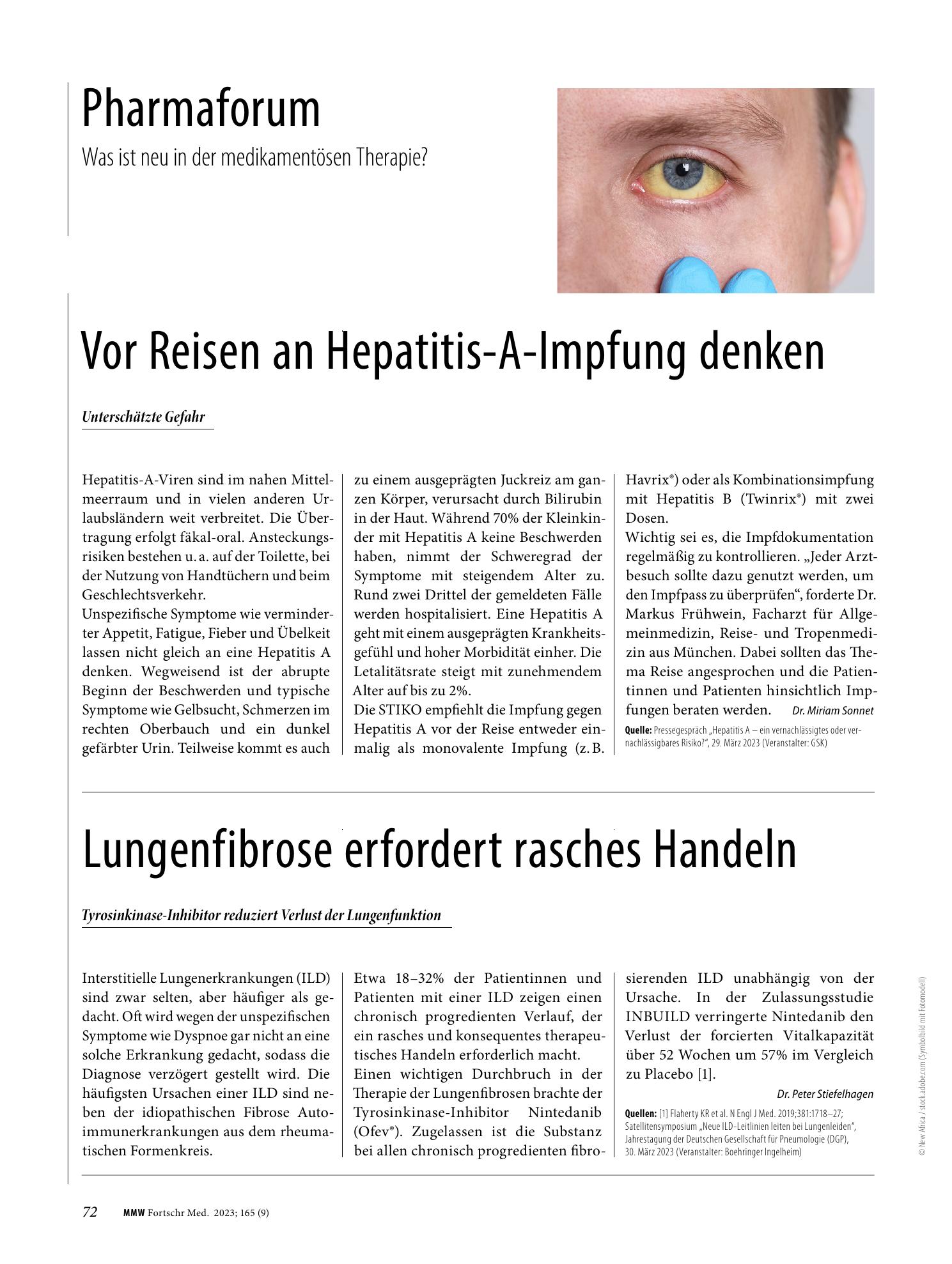 Vorschauseite 1: Vor Reisen an Hepatitis-A-Impfung denken