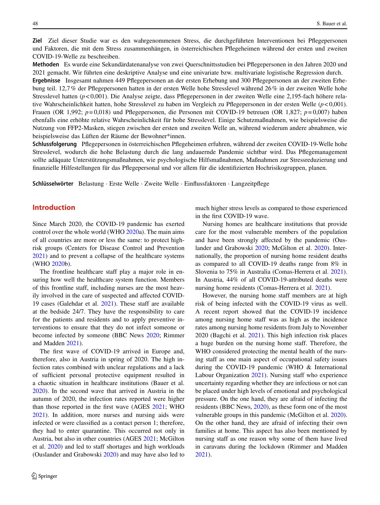 Vorschauseite 2: Stress among nursing staff and interventions in Austrian nursing homes