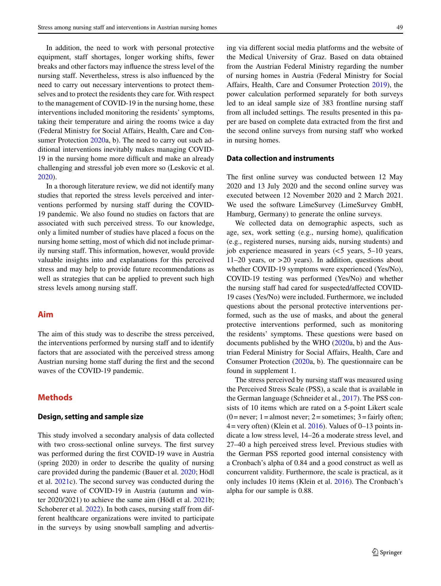 Vorschauseite 3: Stress among nursing staff and interventions in Austrian nursing homes