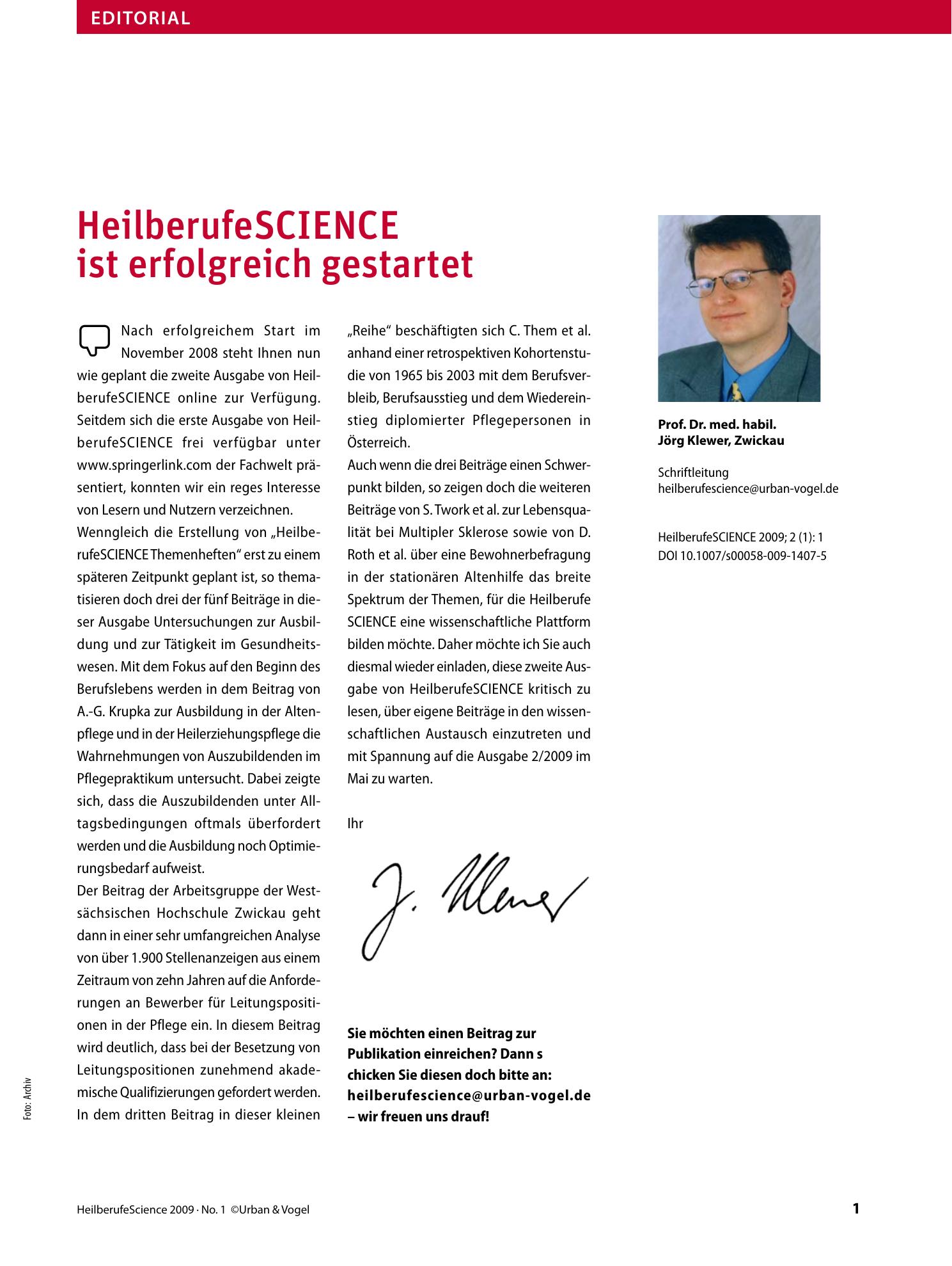 Vorschauseite 1: HeilberufeSCIENCE ist erfolgreich gestartet