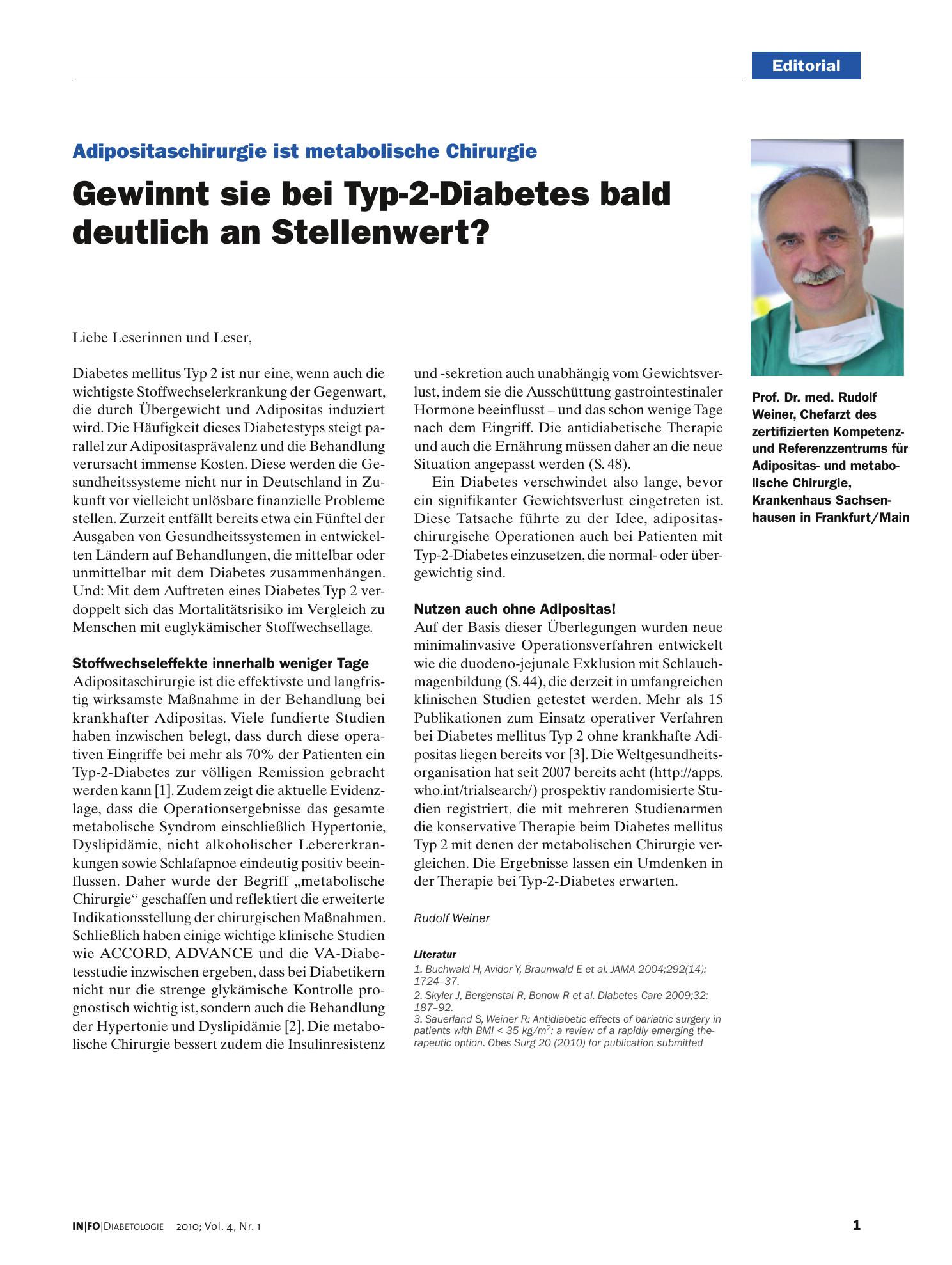 Vorschauseite 1: Gewinnt sie bei Typ-2-Diabetes bald deutlich an Stellenwert?