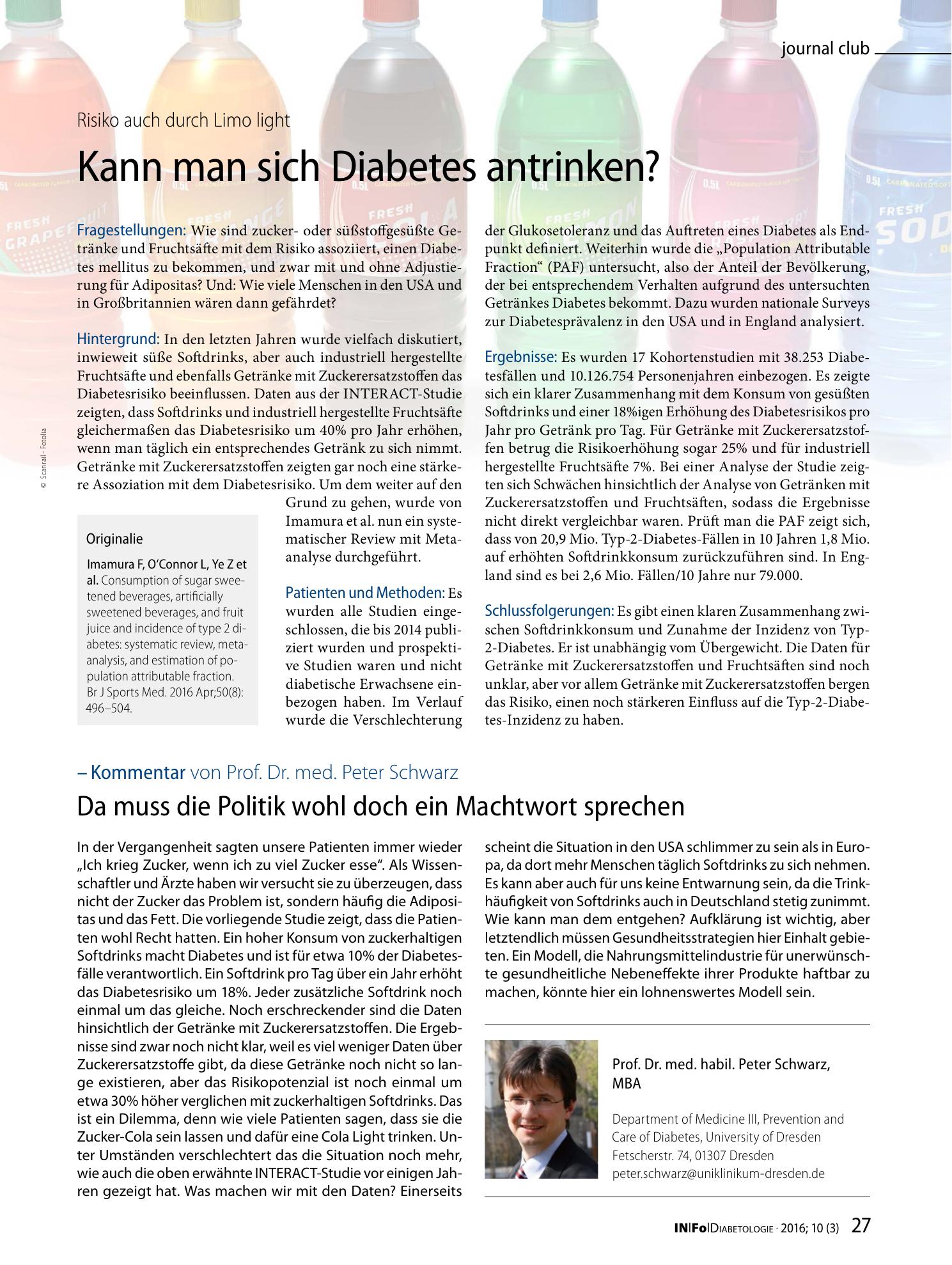Vorschauseite 1: Kann man sich Diabetes antrinken?