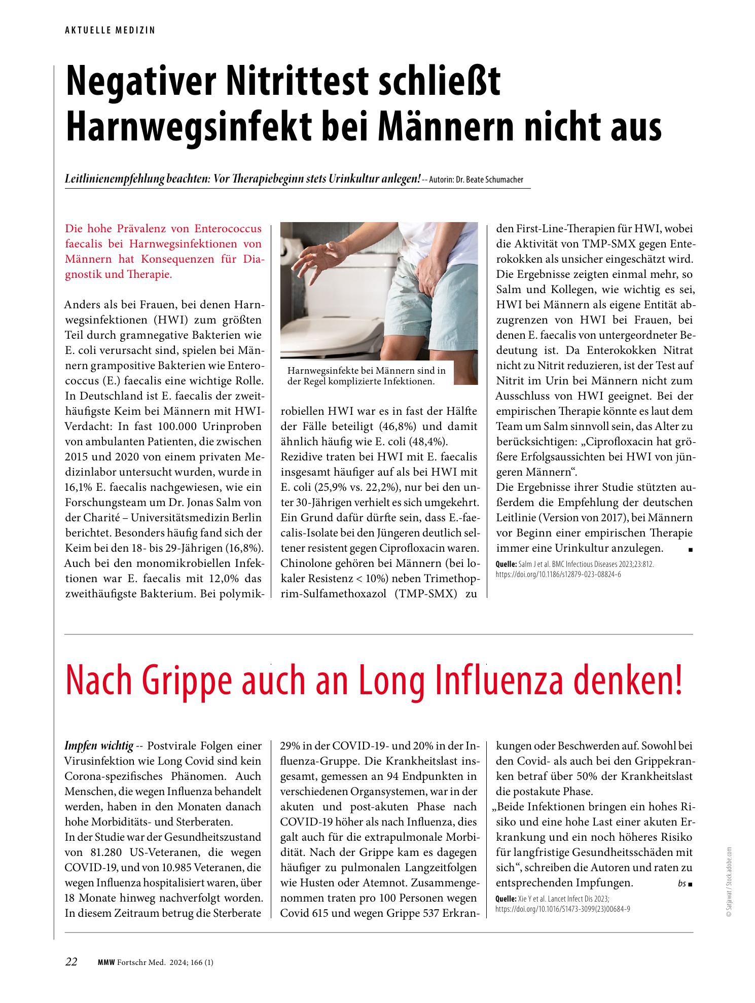 Vorschauseite 1: Negativer Nitrittest schließt Harnwegsinfekt bei Männern nicht aus
