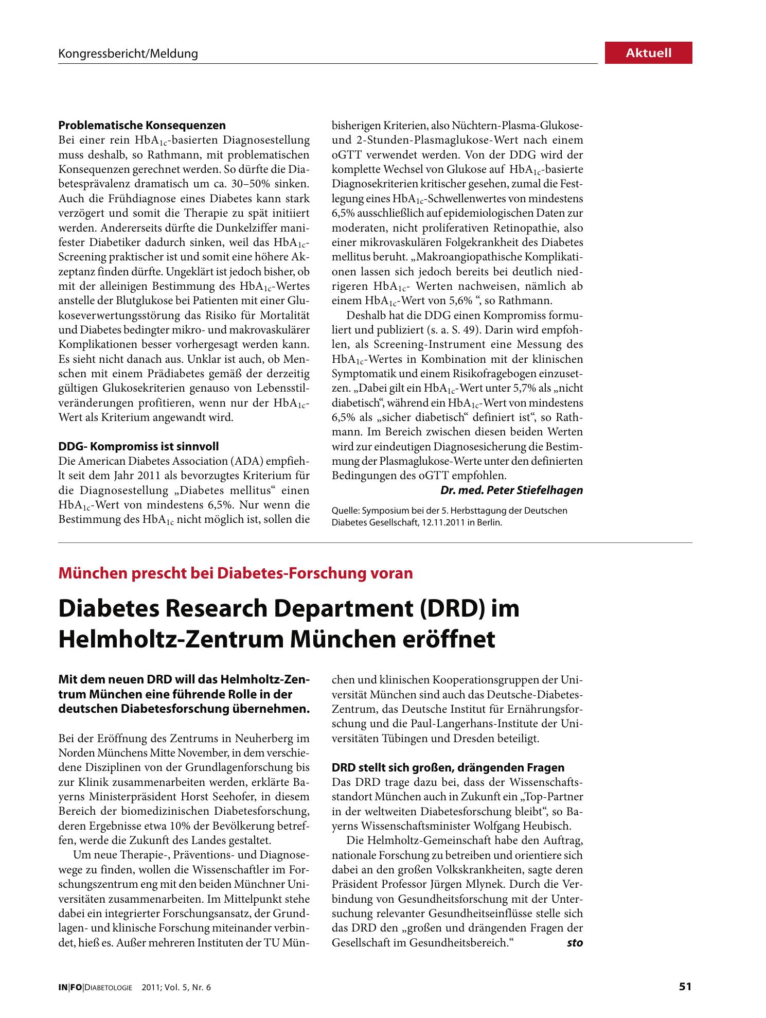 Vorschauseite 1: Diabetes Research Department (DRD) im Helmholtz-Zentrum München eröffnet