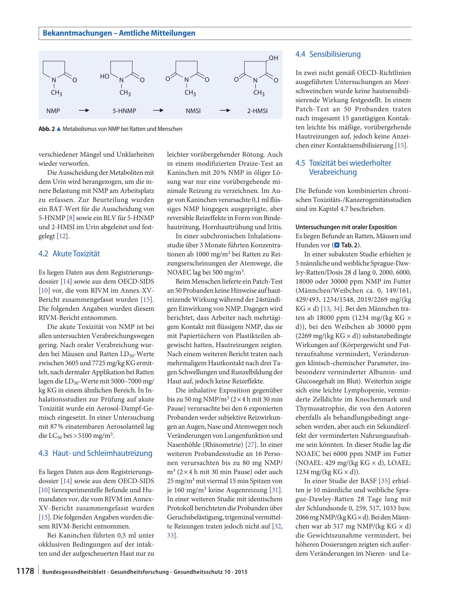 Vorschauseite 4: Stoffmonographie für N-Methyl-2-pyrrolidon (NMP) und „Human-Biomonitoring“-Werte für die Metaboliten 5-Hydroxy-NMP und 2-Hydroxy-N-methylsuccinimid im Urin von Erwachsenen und Kin…