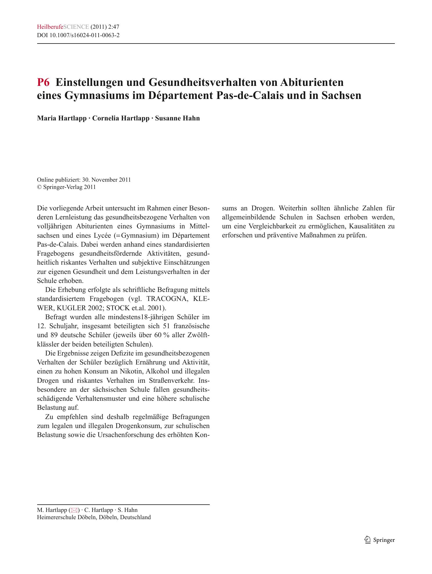 Vorschauseite 1: P6 Einstellung und Gesundheitsverhalten