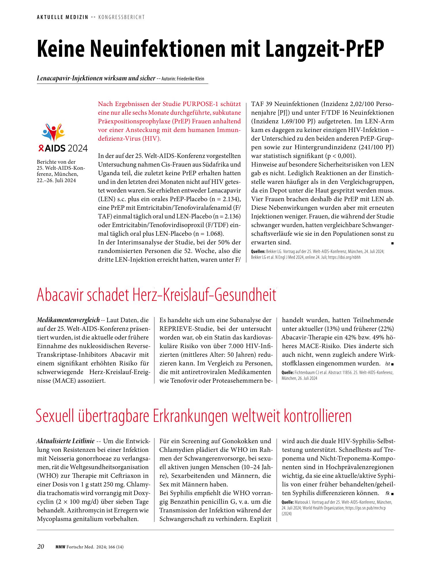 Vorschauseite 1: Abacavir schadet Herz-Kreislauf-Gesundheit