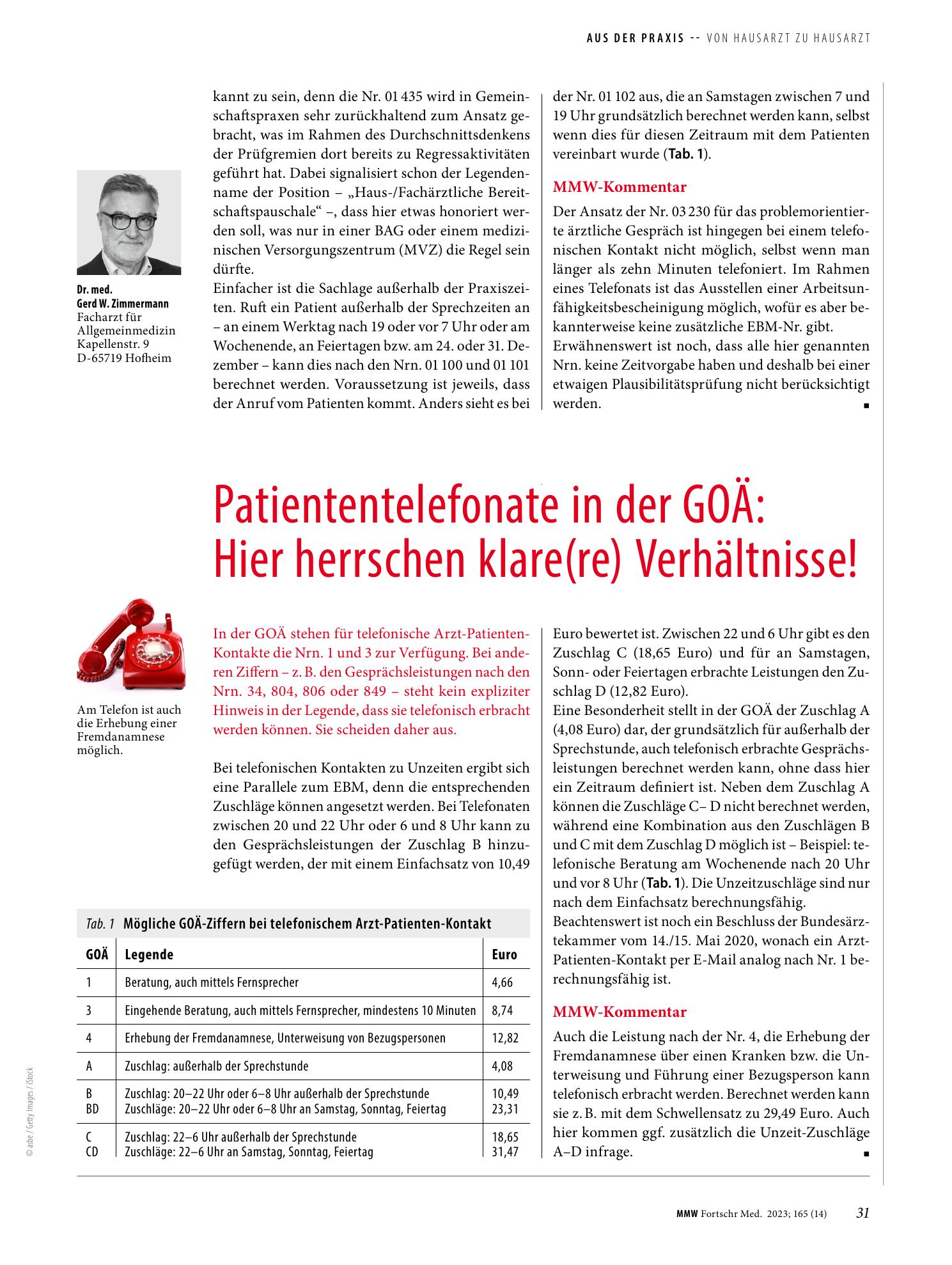 Vorschauseite 1: Patiententelefonate in der GOÄ: Hier herrschen klare(re) Verhältnisse!