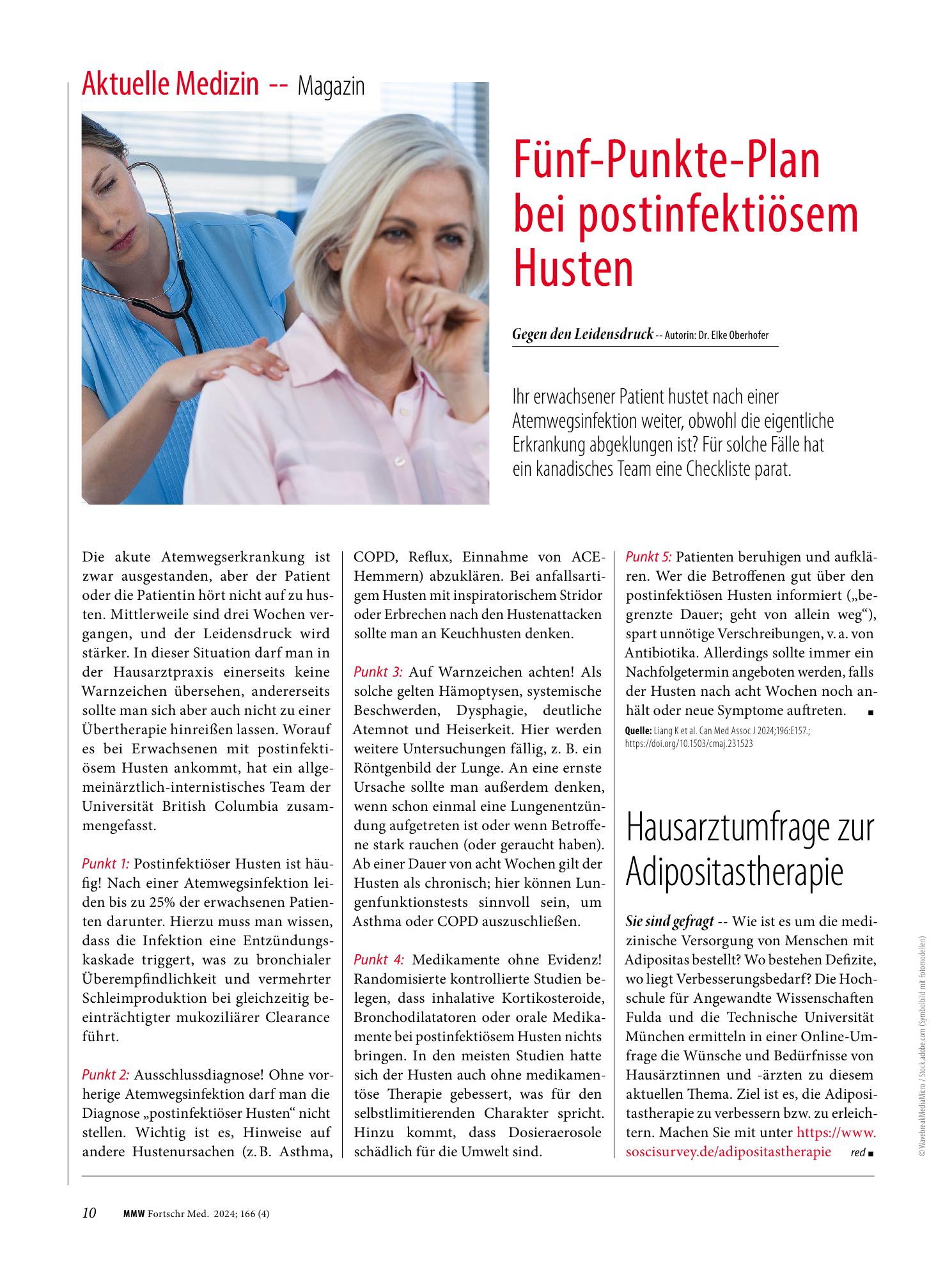 Vorschauseite 1: Fünf-Punkte-Plan bei postinfektiösem Husten
