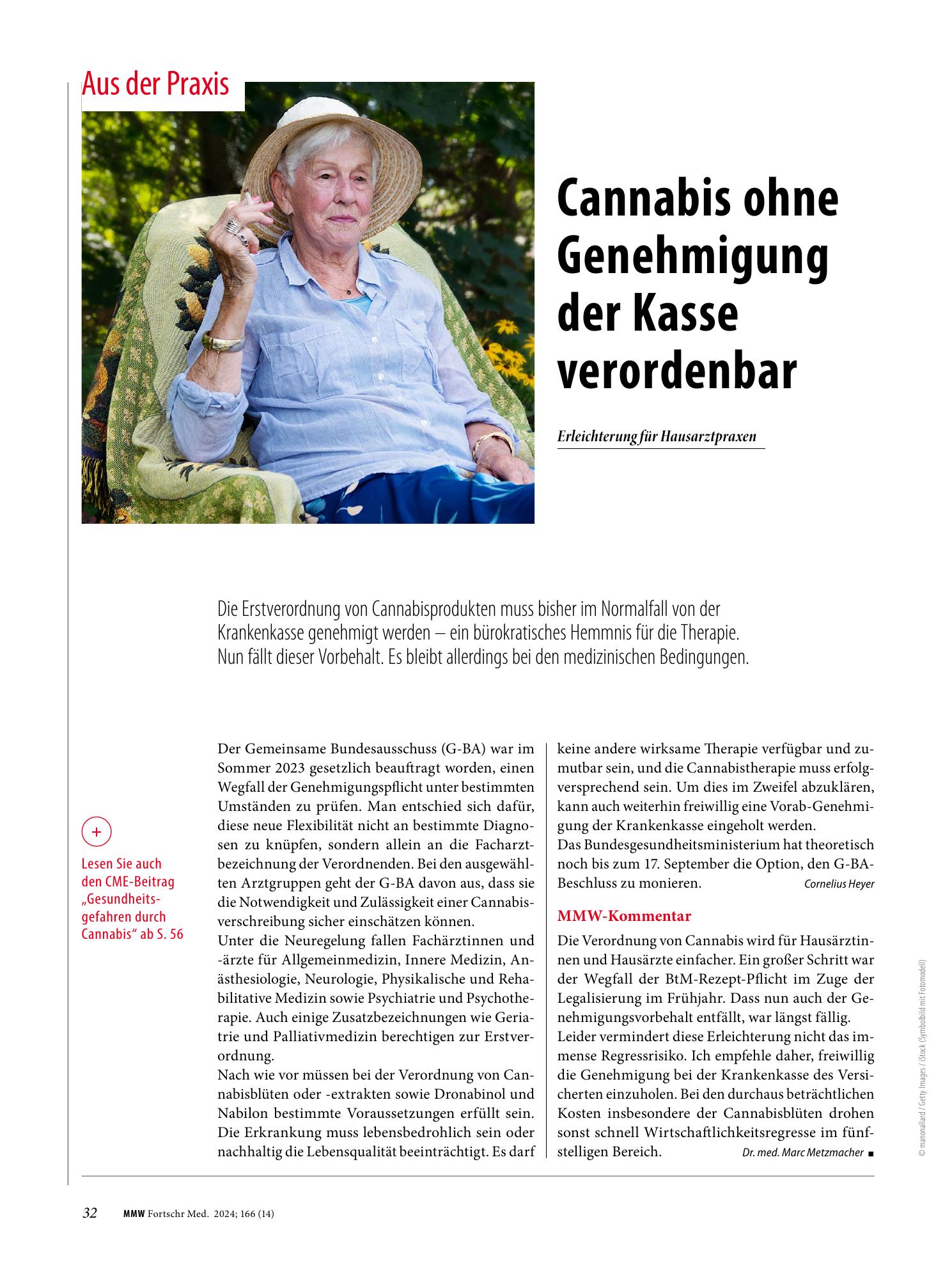 Vorschauseite 1: Cannabis ohne Genehmigung der Kasse verordenbar