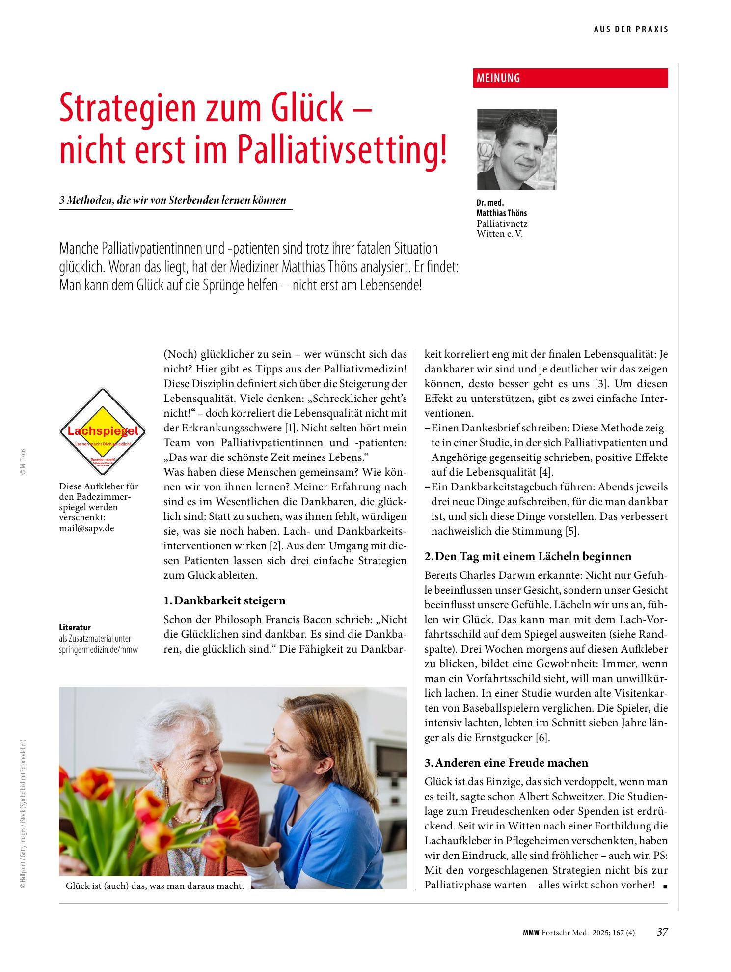 Vorschauseite 1: Strategien zum Glück - nicht erst im Palliativsetting!