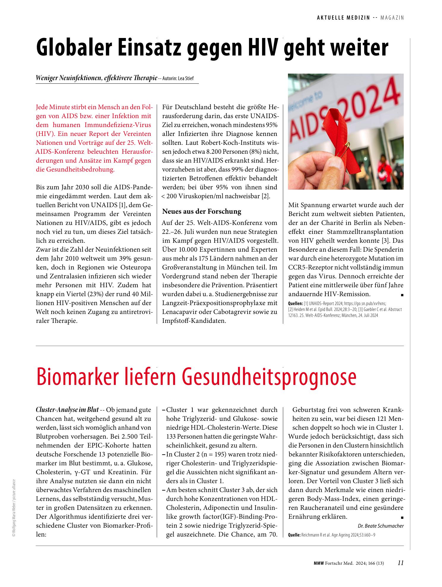 Vorschauseite 1: Globaler Einsatz gegen HIV geht weiter