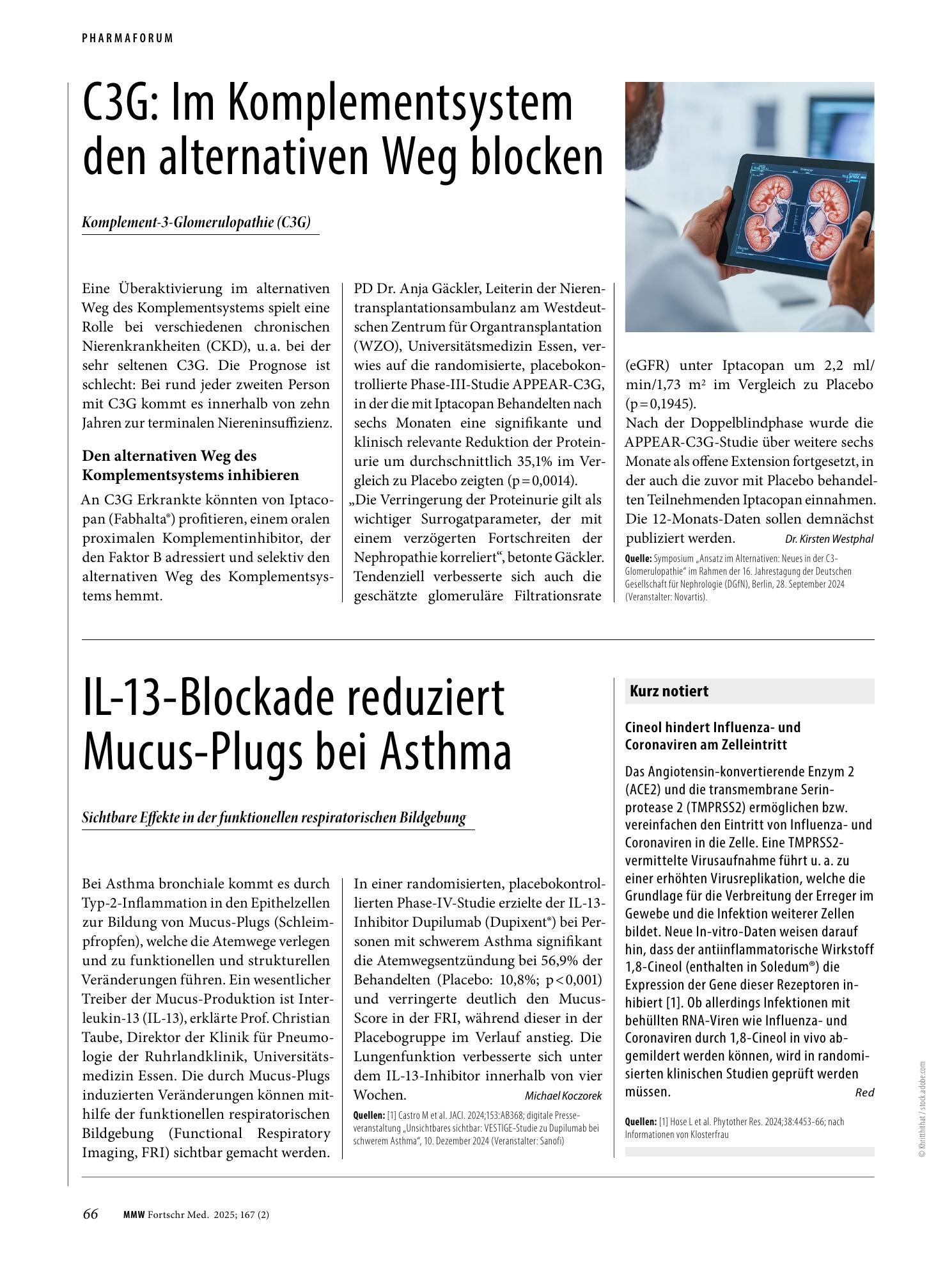 Vorschauseite 1: IL-13-Blockade reduziert Mucus-Plugs bei Asthma