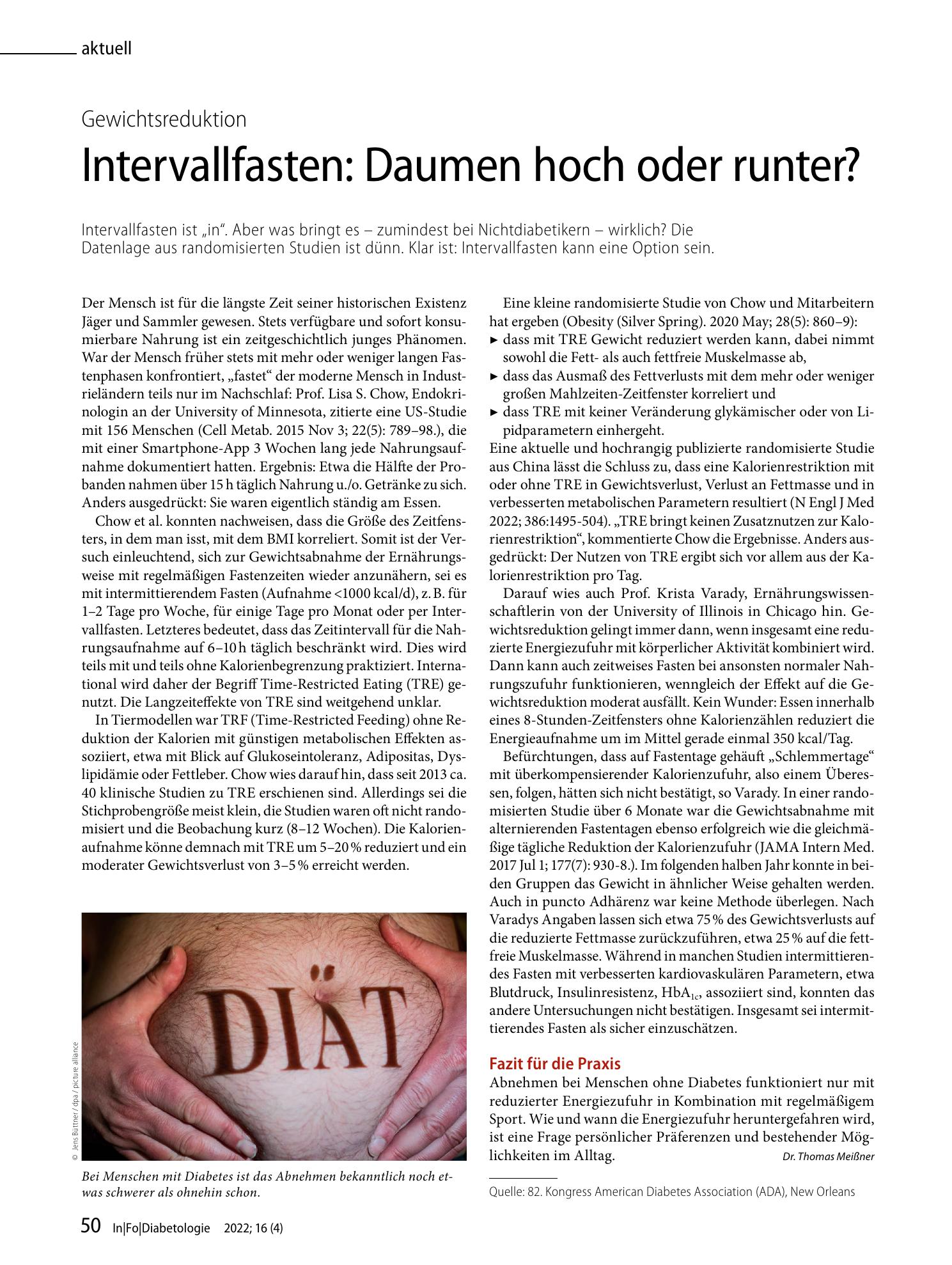 Vorschauseite 1: Intervallfasten: Daumen hoch oder runter?