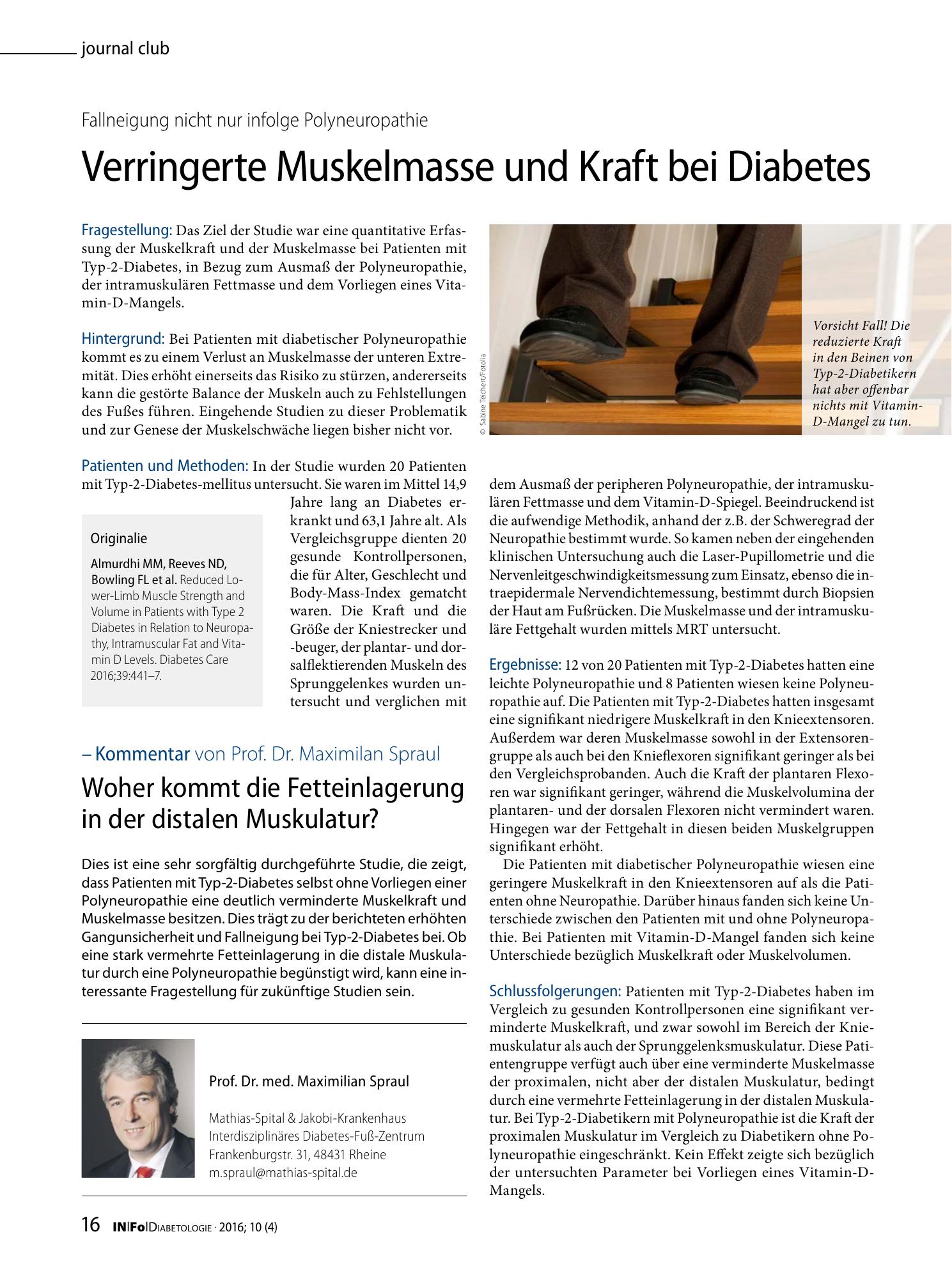 Vorschauseite 1: Verringerte Muskelmasse und Kraft bei Diabetes