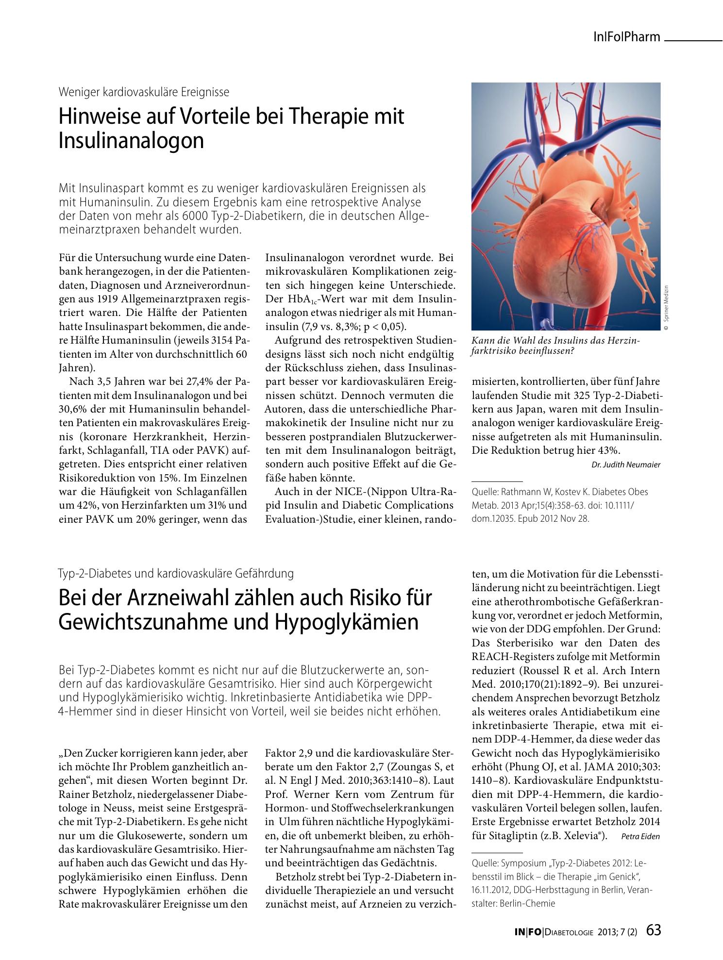 Vorschauseite 1: Hinweise auf Vorteile bei Therapie mit Insulinanalogon