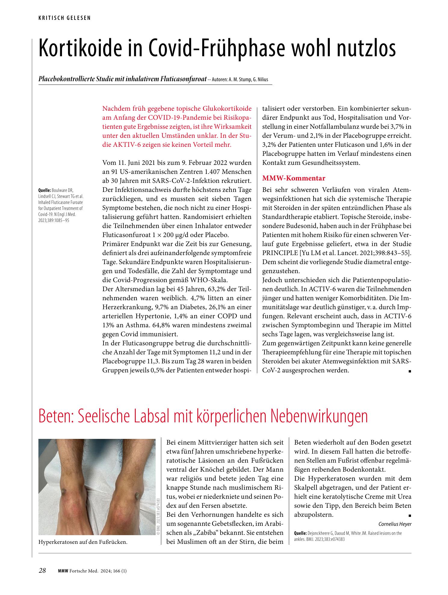 Vorschauseite 1: Kortikoide in Covid-Frühphase wohl nutzlos