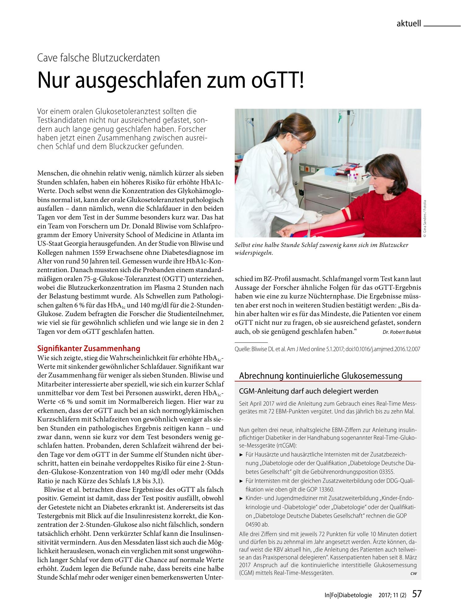 Vorschauseite 1: Nur ausgeschlafen zum oGTT!