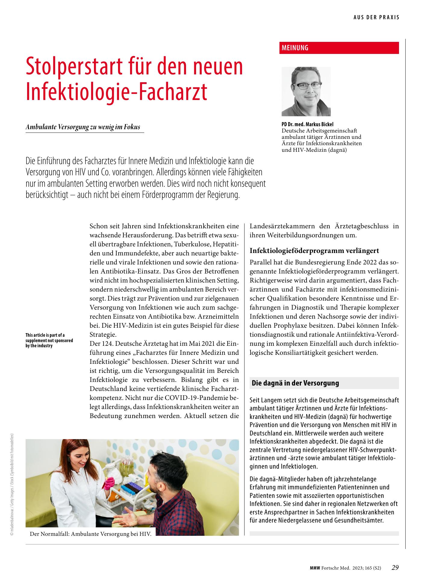 Vorschauseite 1: Stolperstart für den neuen Infektiologie-Facharzt