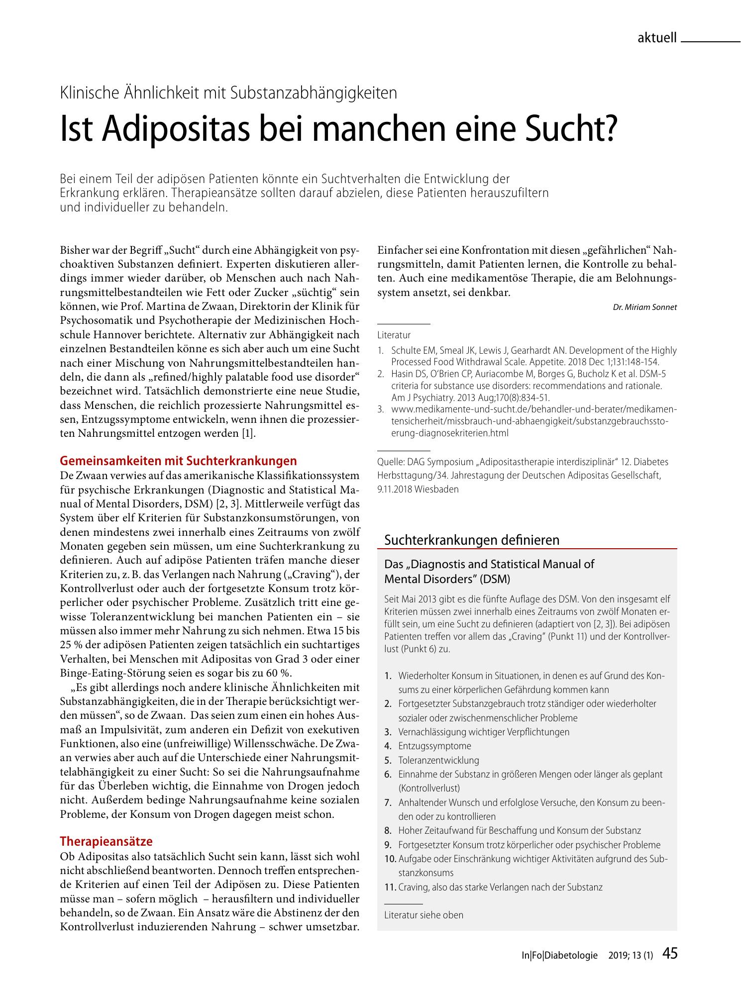 Vorschauseite 1: Ist Adipositas bei manchen eine Sucht?