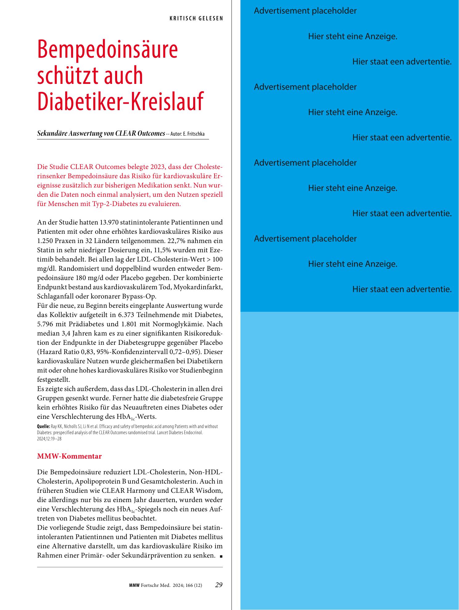 Vorschauseite 1: Bempedoinsäure schützt auch Diabetiker-Kreislauf