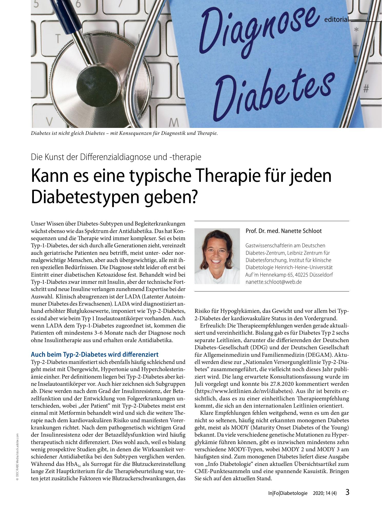 Vorschauseite 1: Kann es eine typische Therapie für jeden Diabetestypen geben?