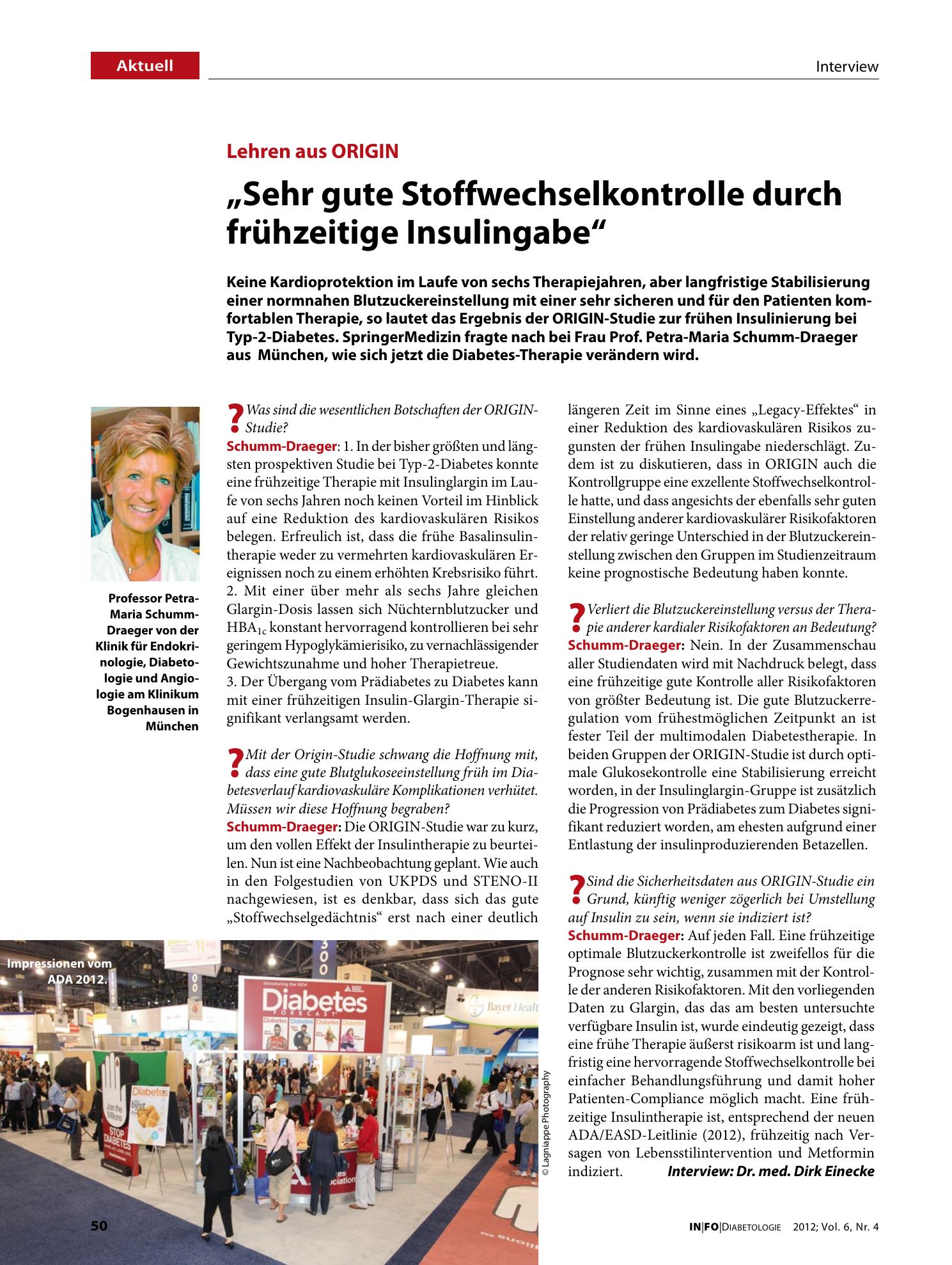 Vorschauseite 1: „Sehr gute Stoffwechselkontrolle durch frühzeitige Insulingabe“