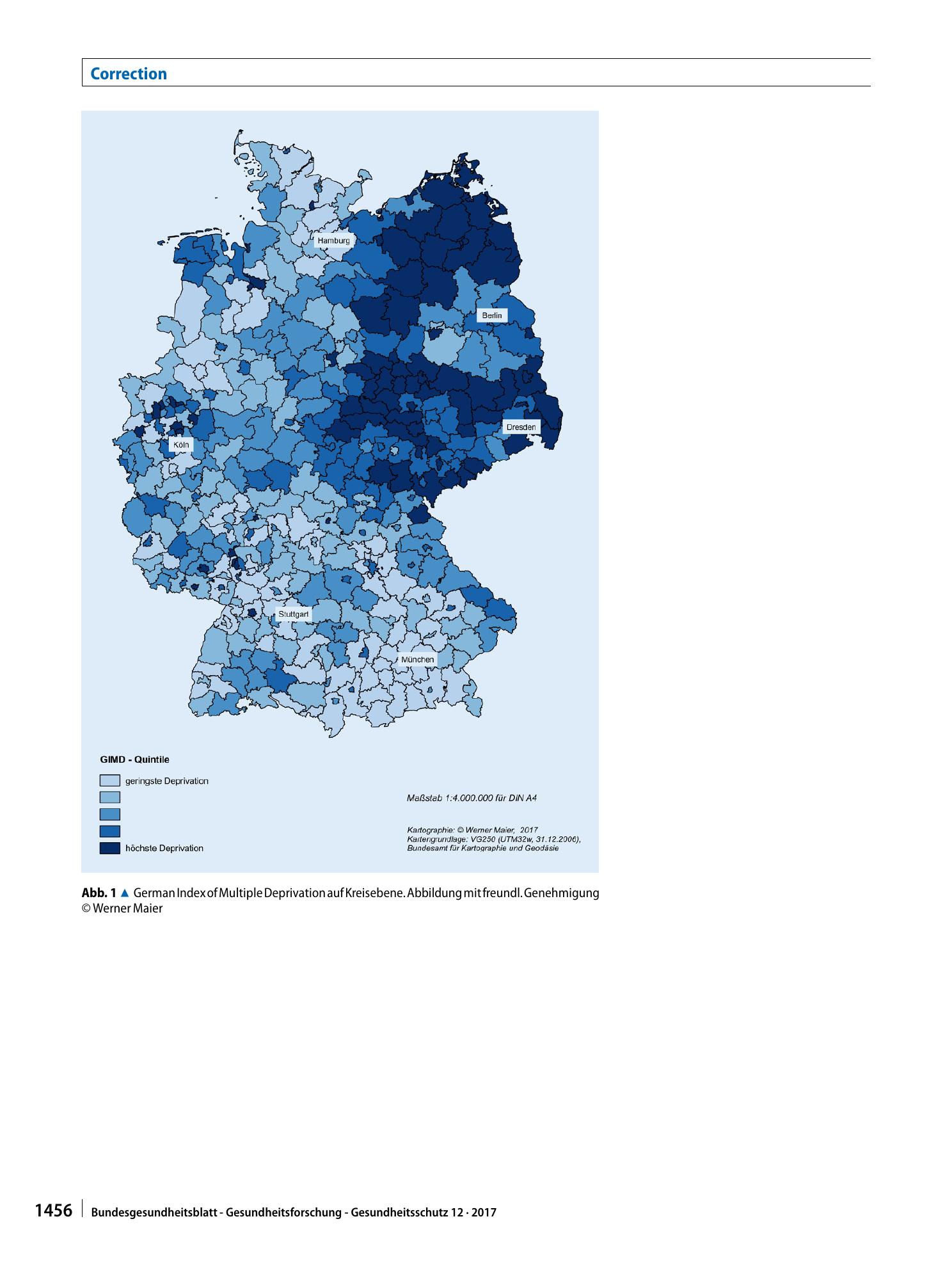 Vorschauseite 2: Correction: Indizes Multipler Deprivation zur Analyse regionaler Gesundheitsunterschiede in Deutschland