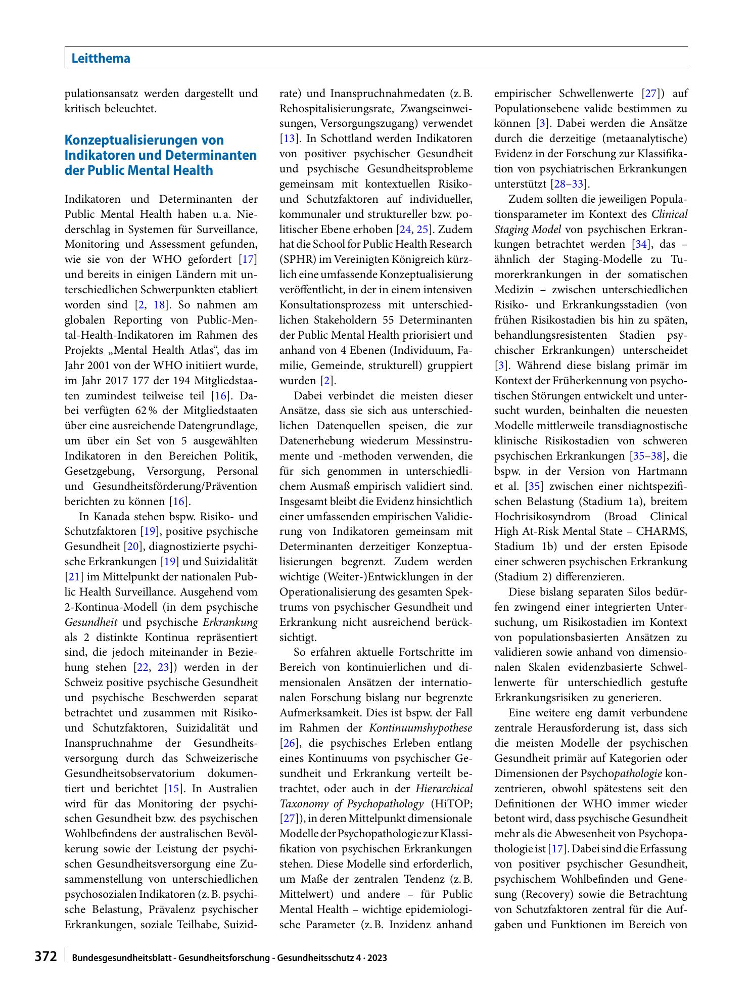Vorschauseite 2: Public Mental Health in internationaler Perspektive: vom Shifting the Curve zur Inklusion vulnerabler Populationen