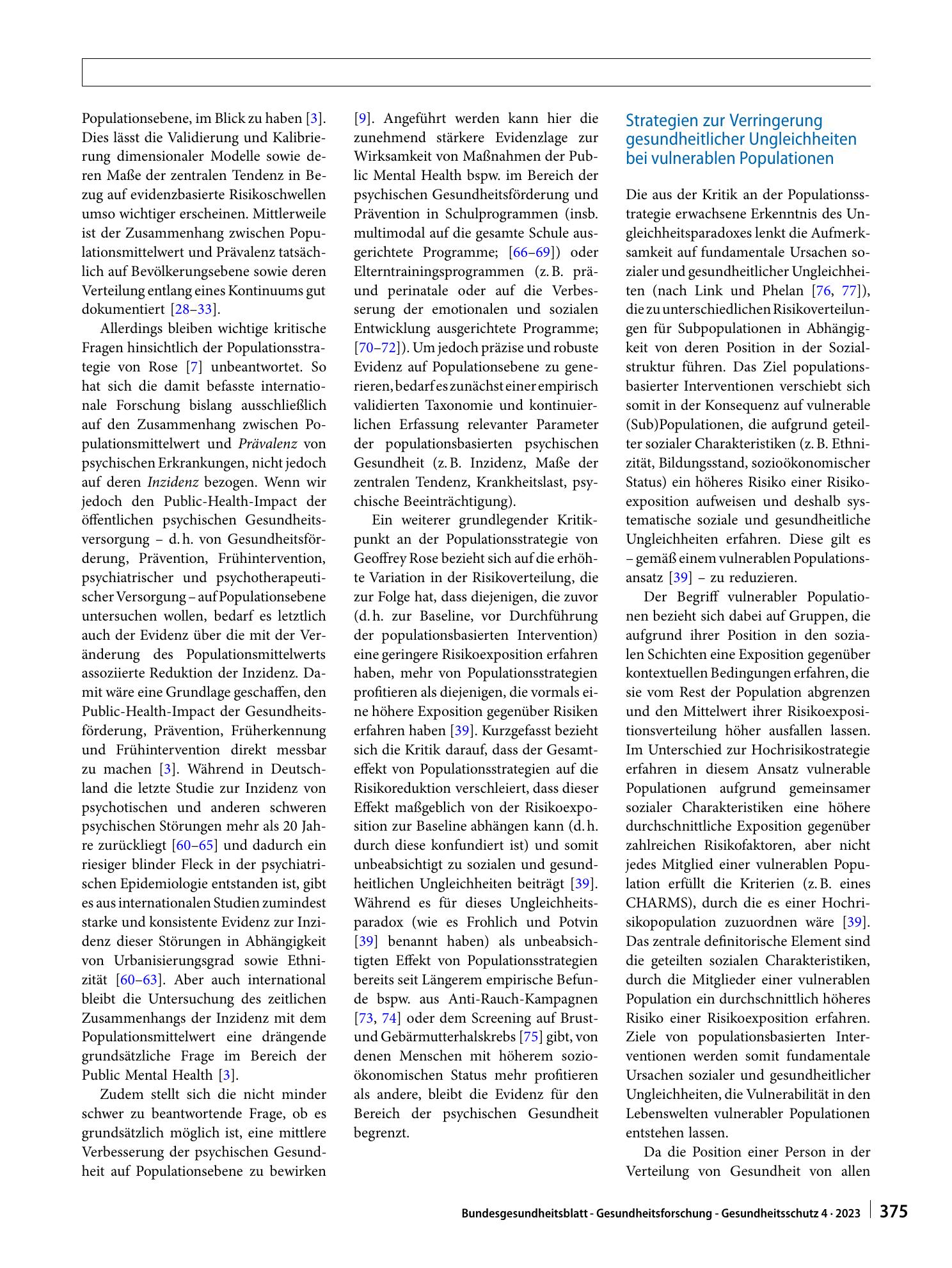 Vorschauseite 5: Public Mental Health in internationaler Perspektive: vom Shifting the Curve zur Inklusion vulnerabler Populationen
