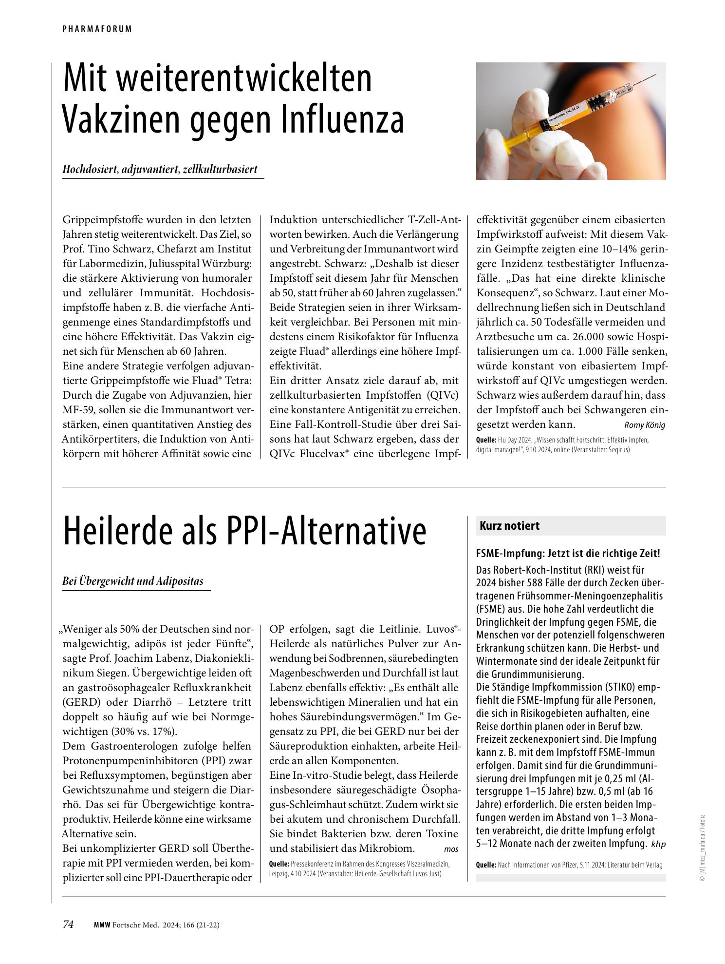 Vorschauseite 1: Mit weiterentwickelten Vakzinen gegen Influenza