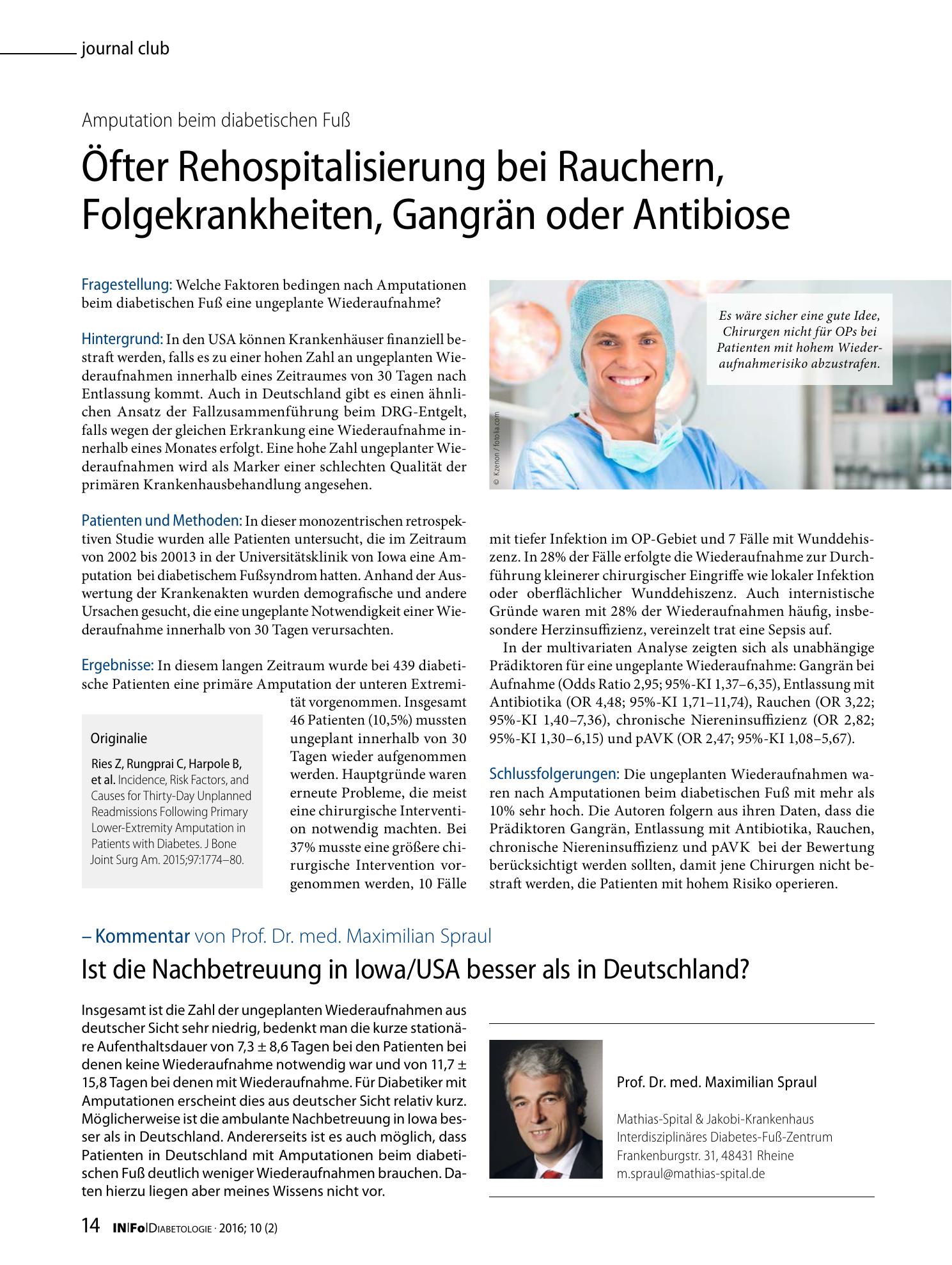 Vorschauseite 1: Öfter Rehospitalisierung bei Rauchern, Folgekrankheiten, Gangrän oder Antibiose