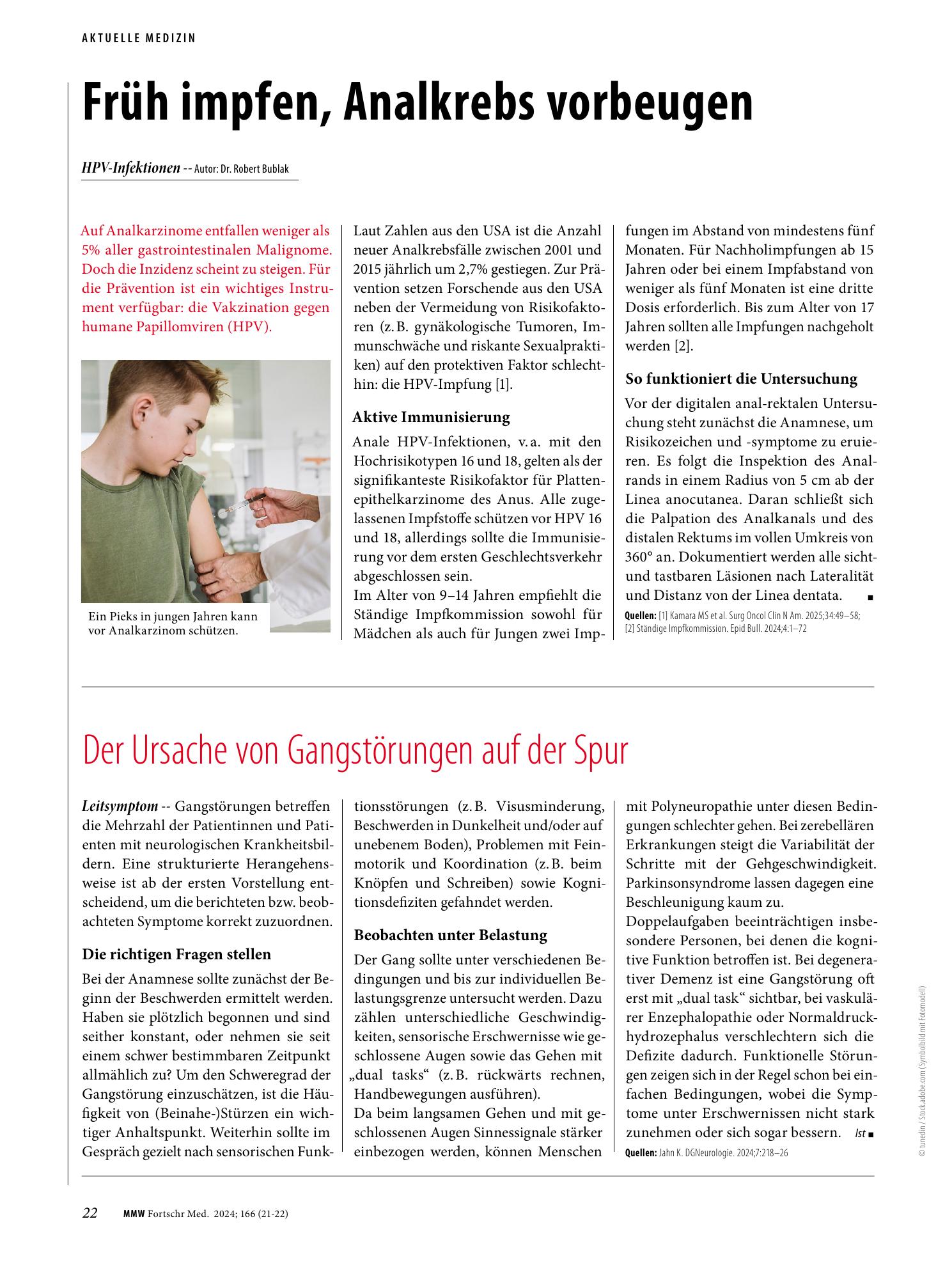 Vorschauseite 1: Früh impfen, Analkrebs vorbeugen