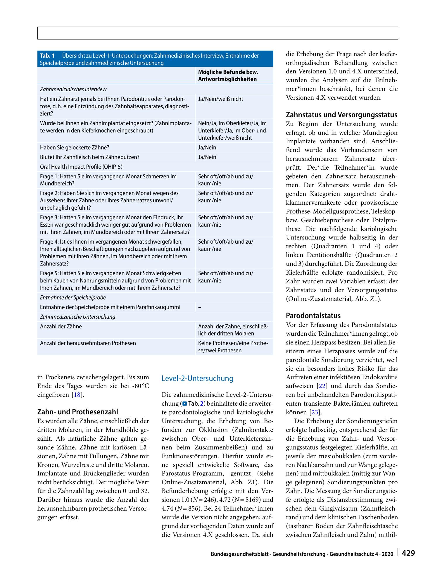 Vorschauseite 4: Design und Qualitätskontrolle der zahnmedizinischen Untersuchung in der NAKO Gesundheitsstudie