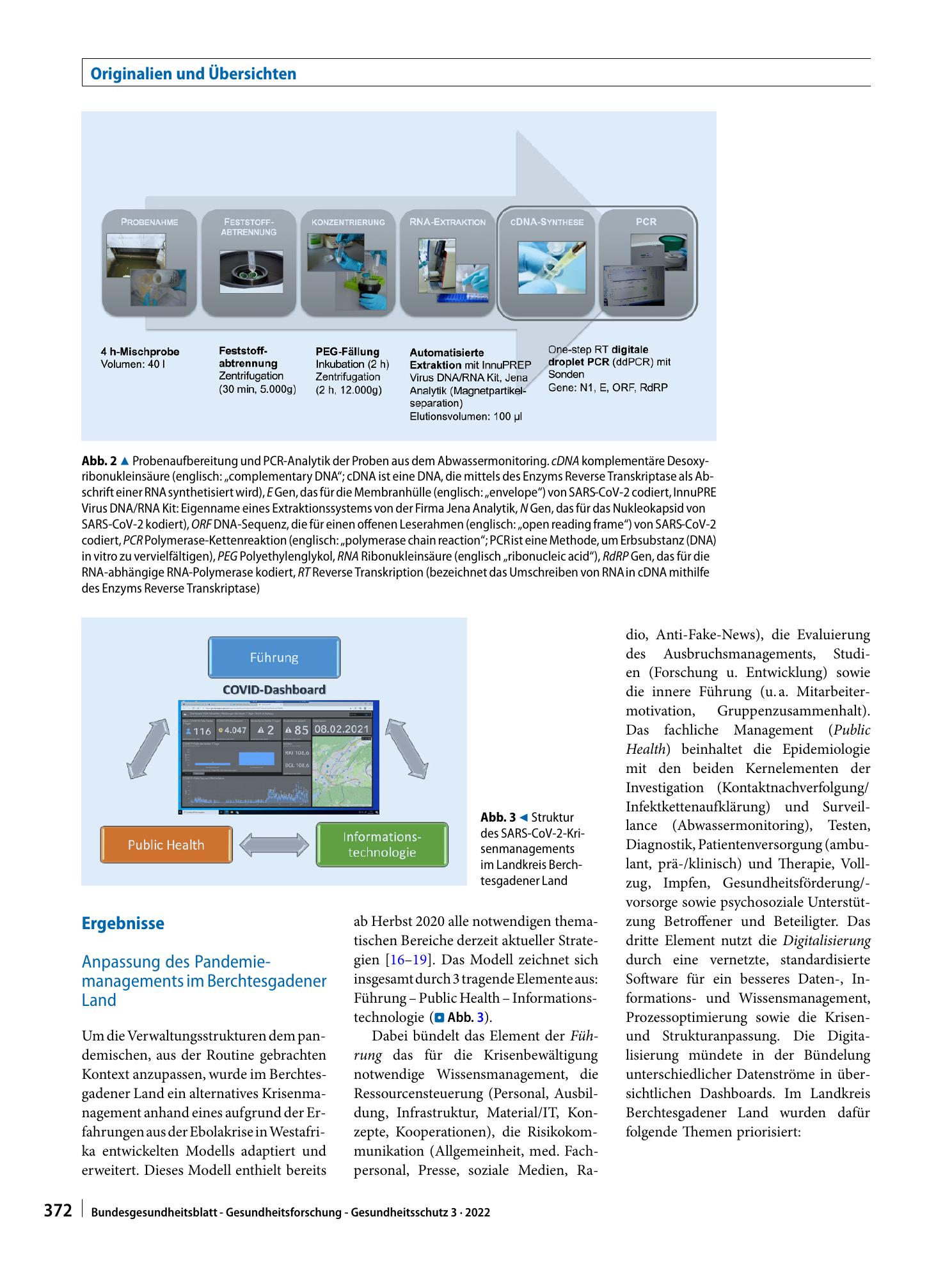 Vorschauseite 6: Innovatives SARS-CoV-2-Krisenmanagement im öffentlichen Gesundheitswesen: Corona-Dashboard und Abwasserfrühwarnsystem am Beispiel Berchtesgadener Land