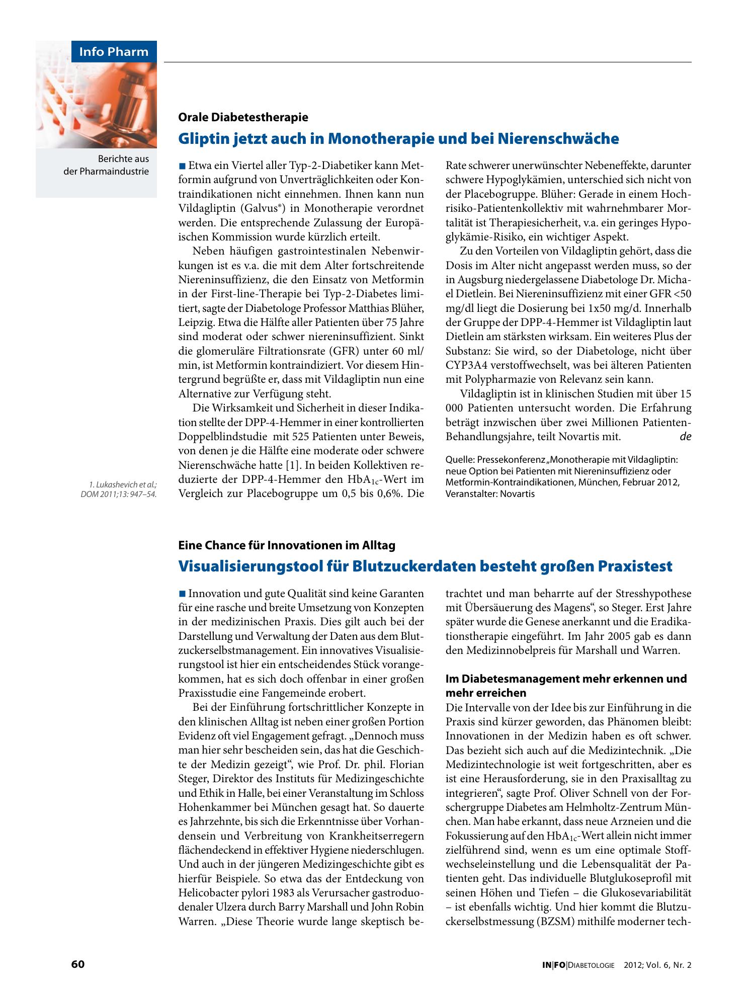 Vorschauseite 1: Gliptin jetzt auch in Monotherapie und bei Nierenschwäche