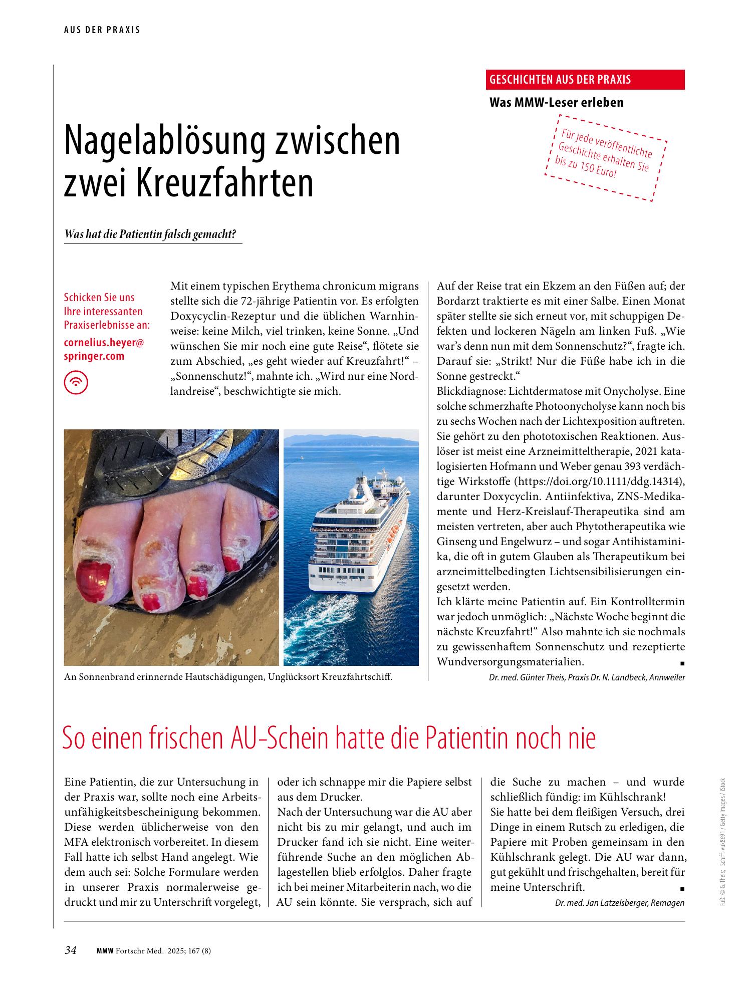 Vorschauseite 1: Nagelablösung zwischen zwei Kreuzfahrten