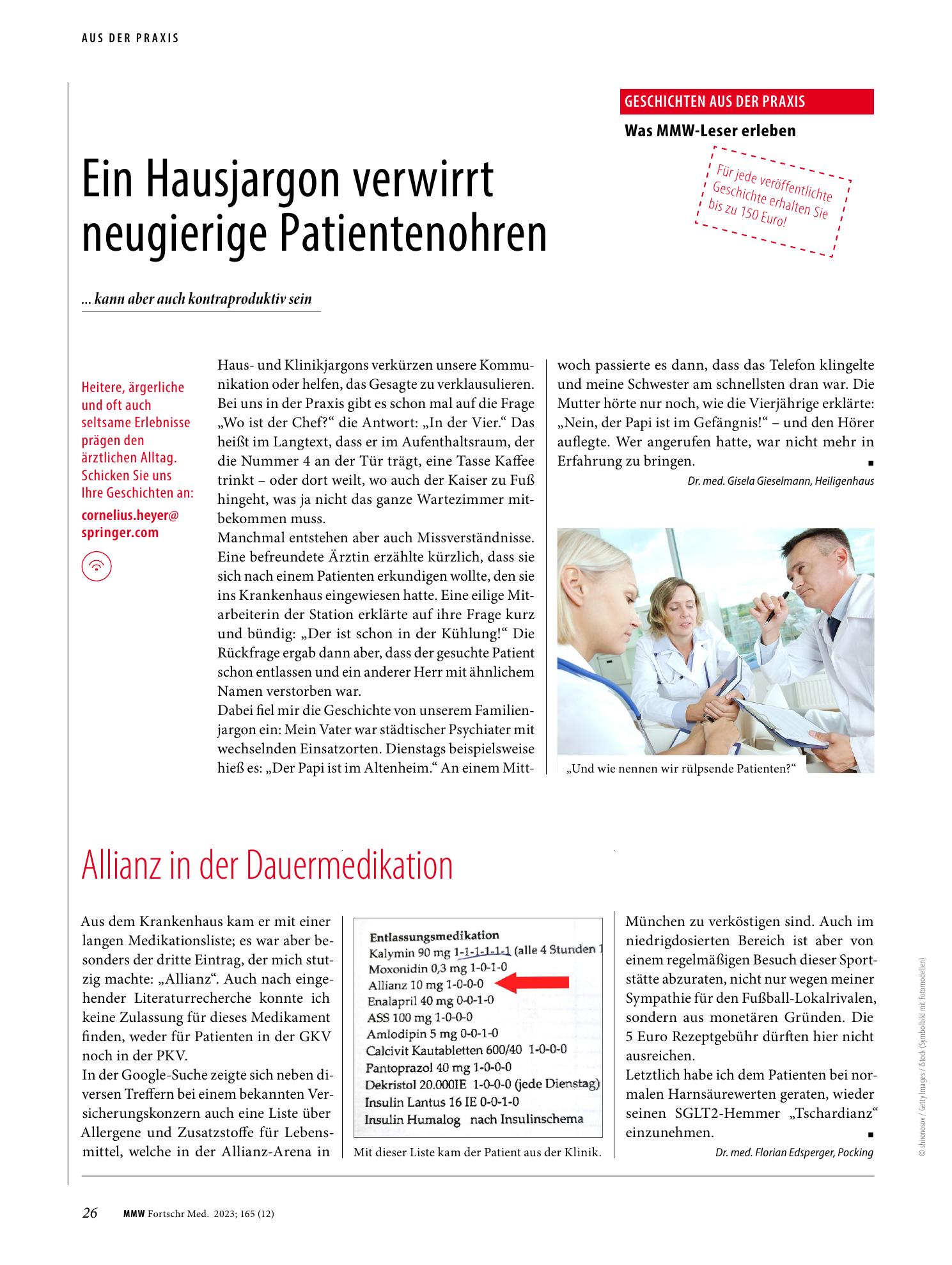 Vorschauseite 1: Ein Hausjargon verwirrt neugierige Patientenohren