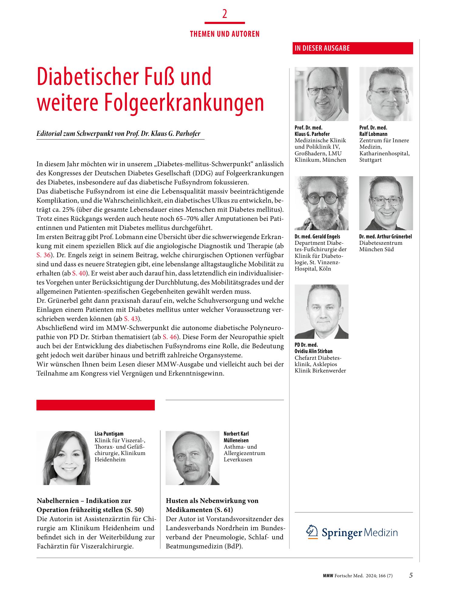Vorschauseite 1: Diabetischer Fuß und weitere Folgeerkrankungen