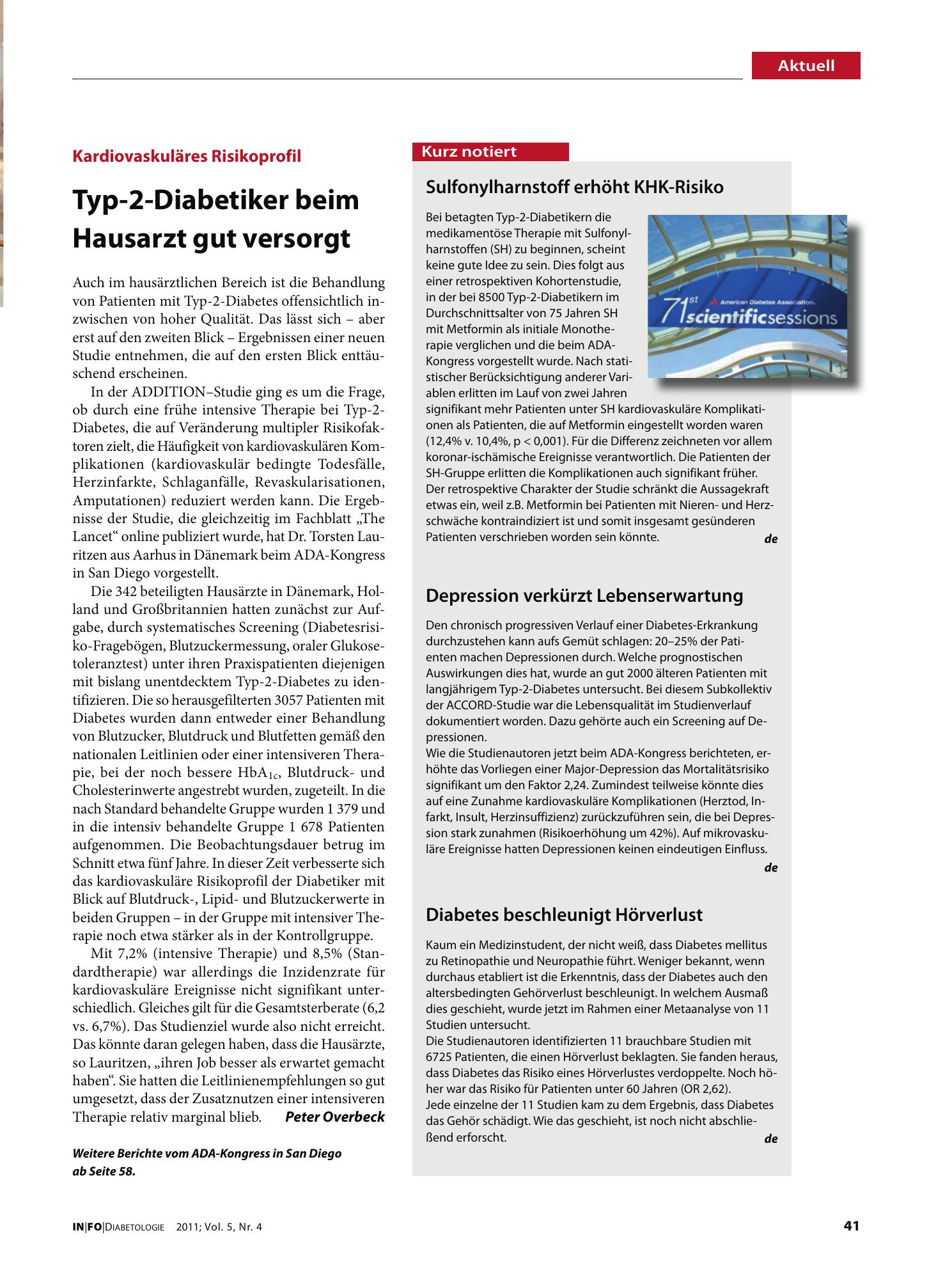 Vorschauseite 1: Typ-2-Diabetiker beim Hausarzt gut versorgt