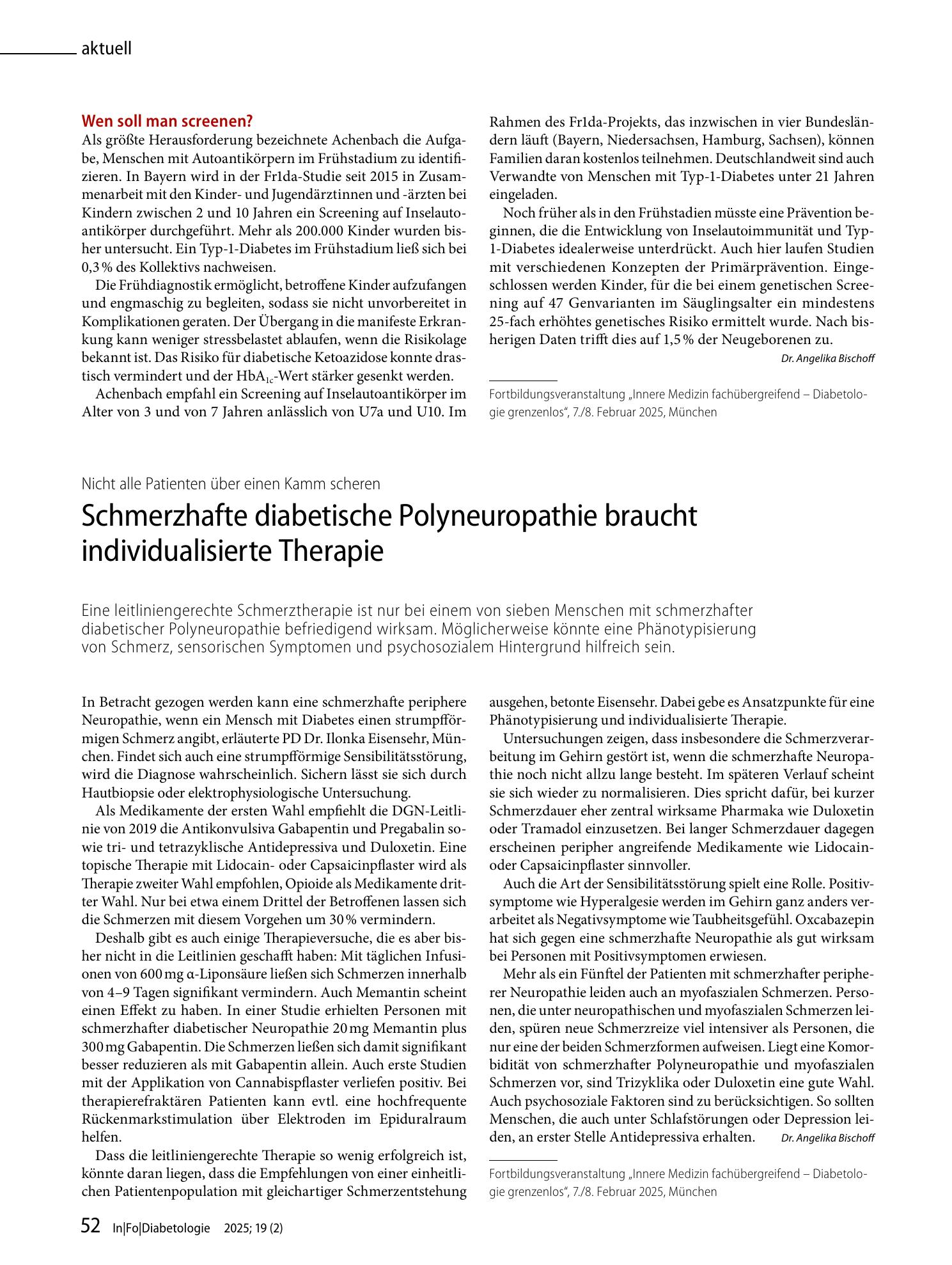 Vorschauseite 1: Schmerzhafte diabetische Polyneuropathie braucht individualisierte Therapie