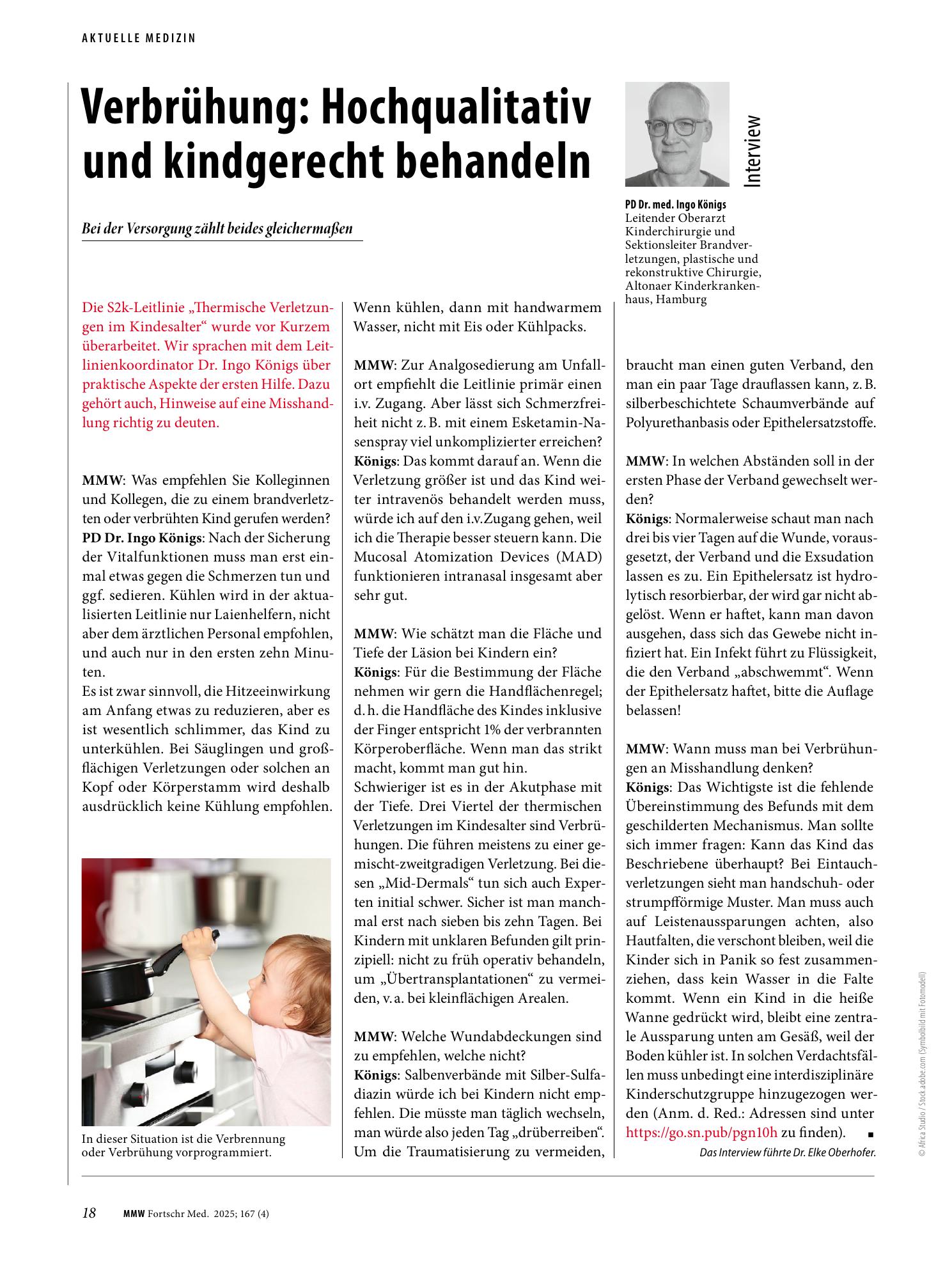 Vorschauseite 1: Verbrühung: Hochqualitativ und kindgerecht behandeln