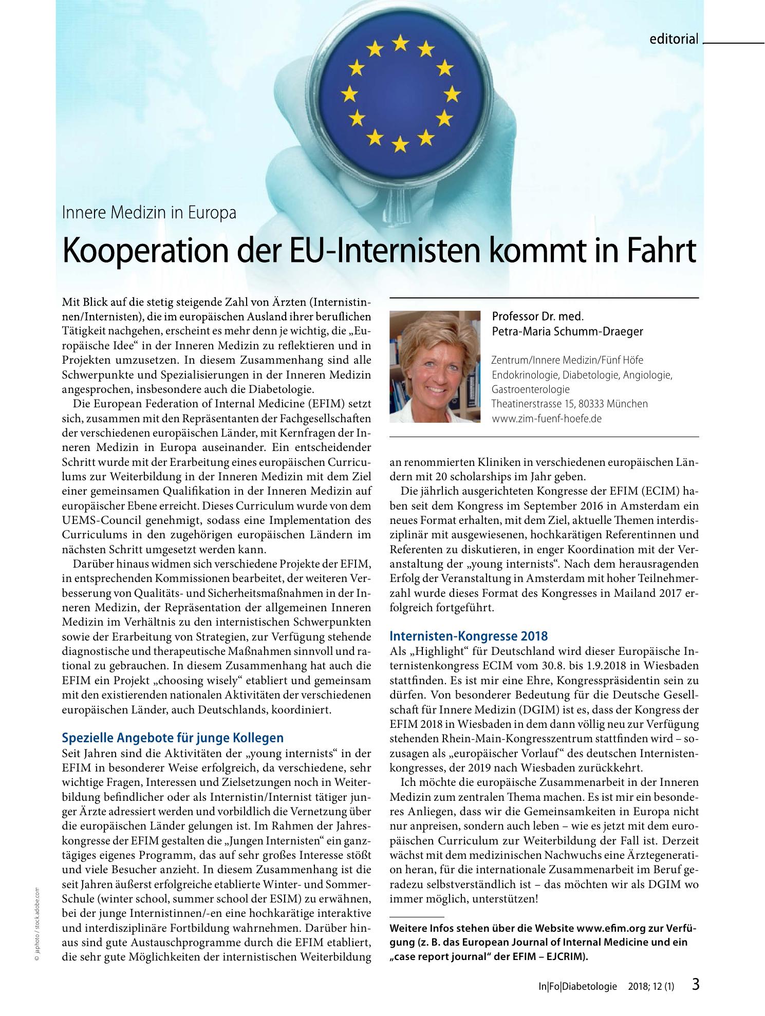 Vorschauseite 1: Kooperation der EU-Internisten kommt in Fahrt
