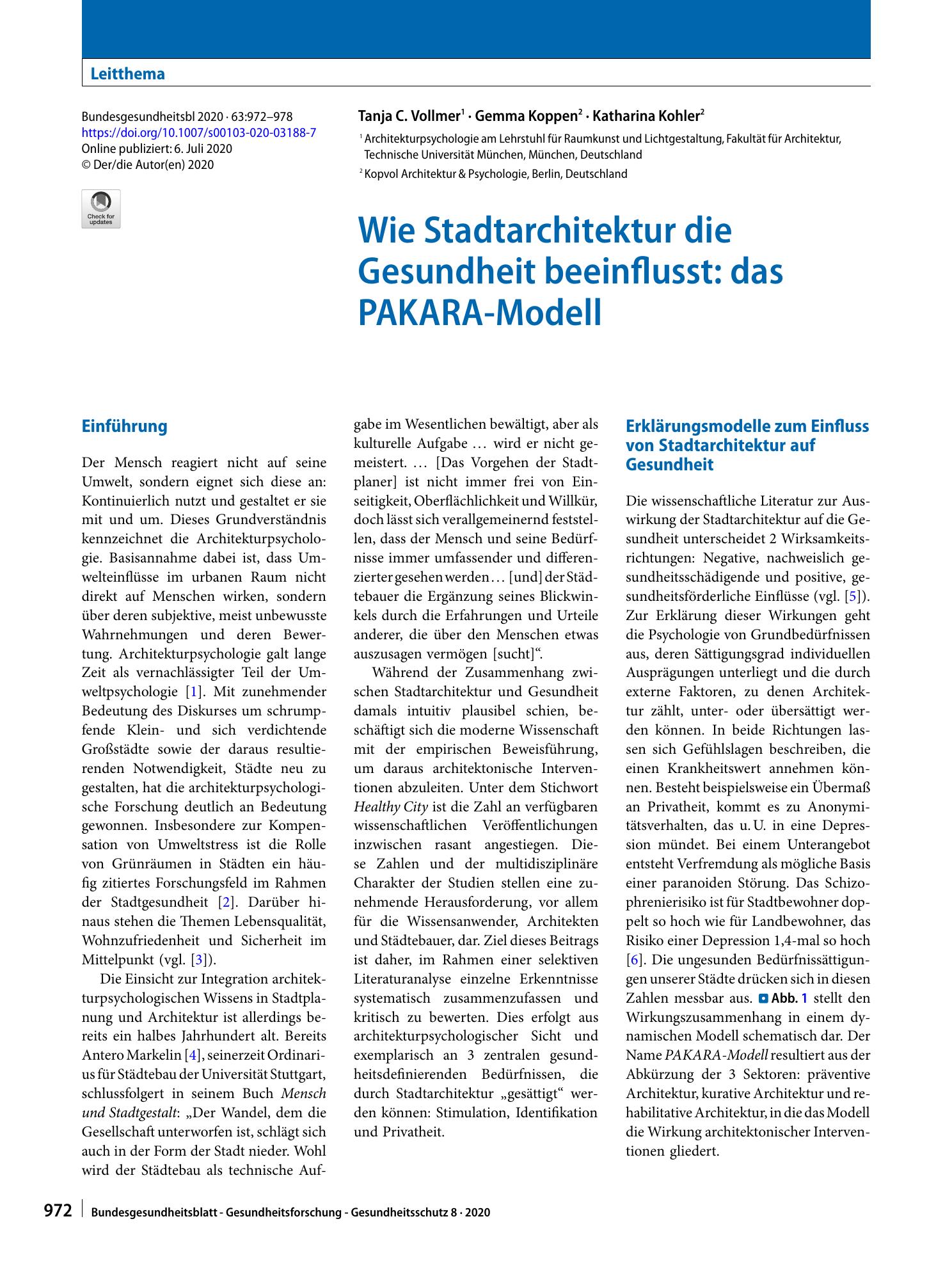 Vorschauseite 1: Wie Stadtarchitektur die Gesundheit beeinflusst: das PAKARA-Modell